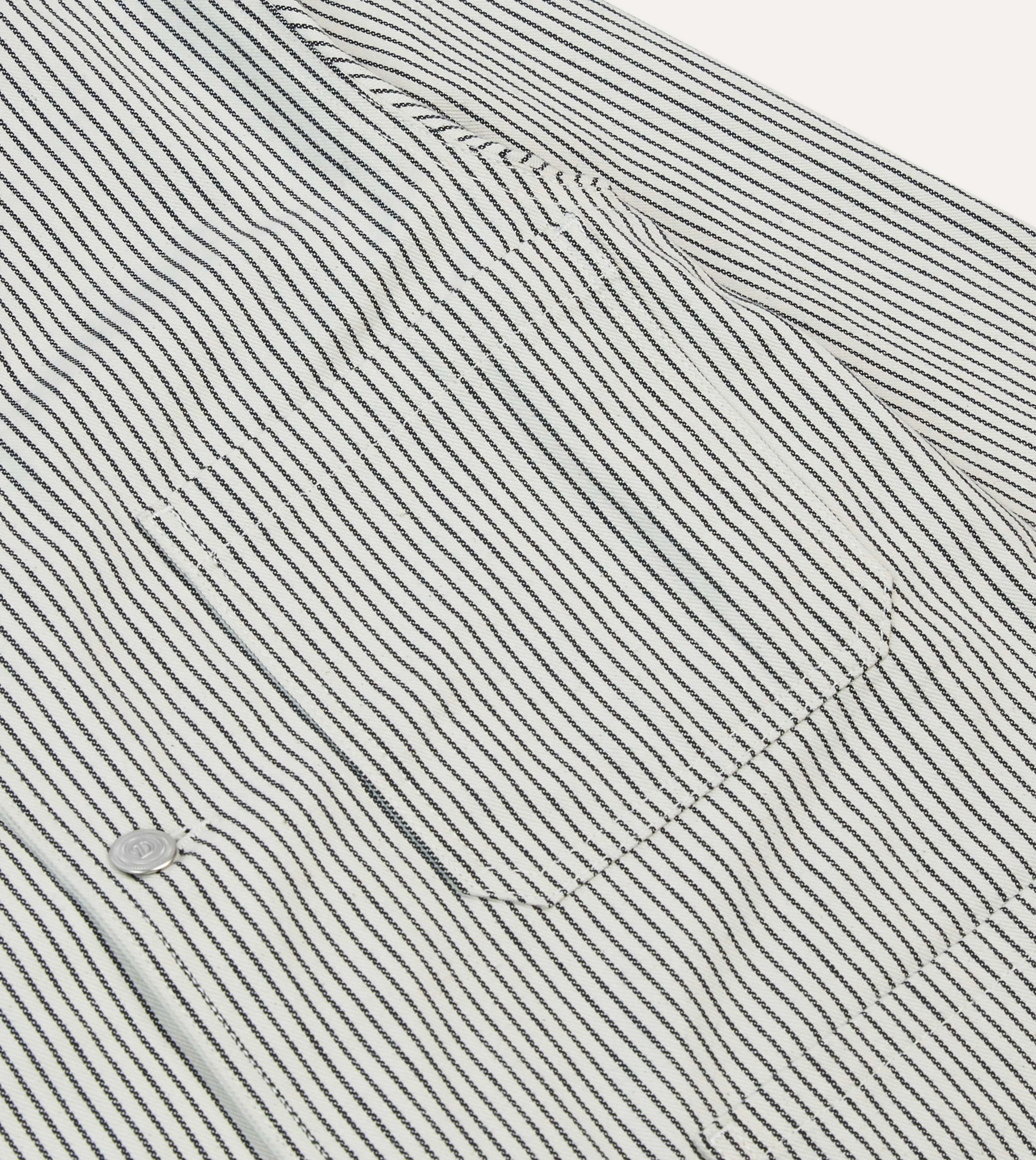 Navy and Ecru Stripe Cotton Stoker Jacket