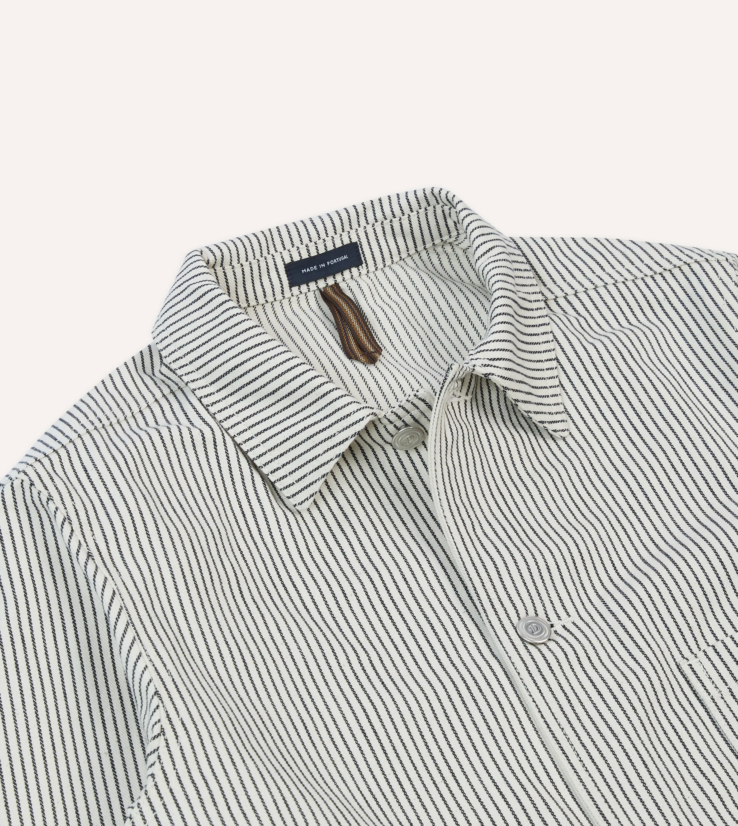 Navy and Ecru Stripe Cotton Stoker Jacket