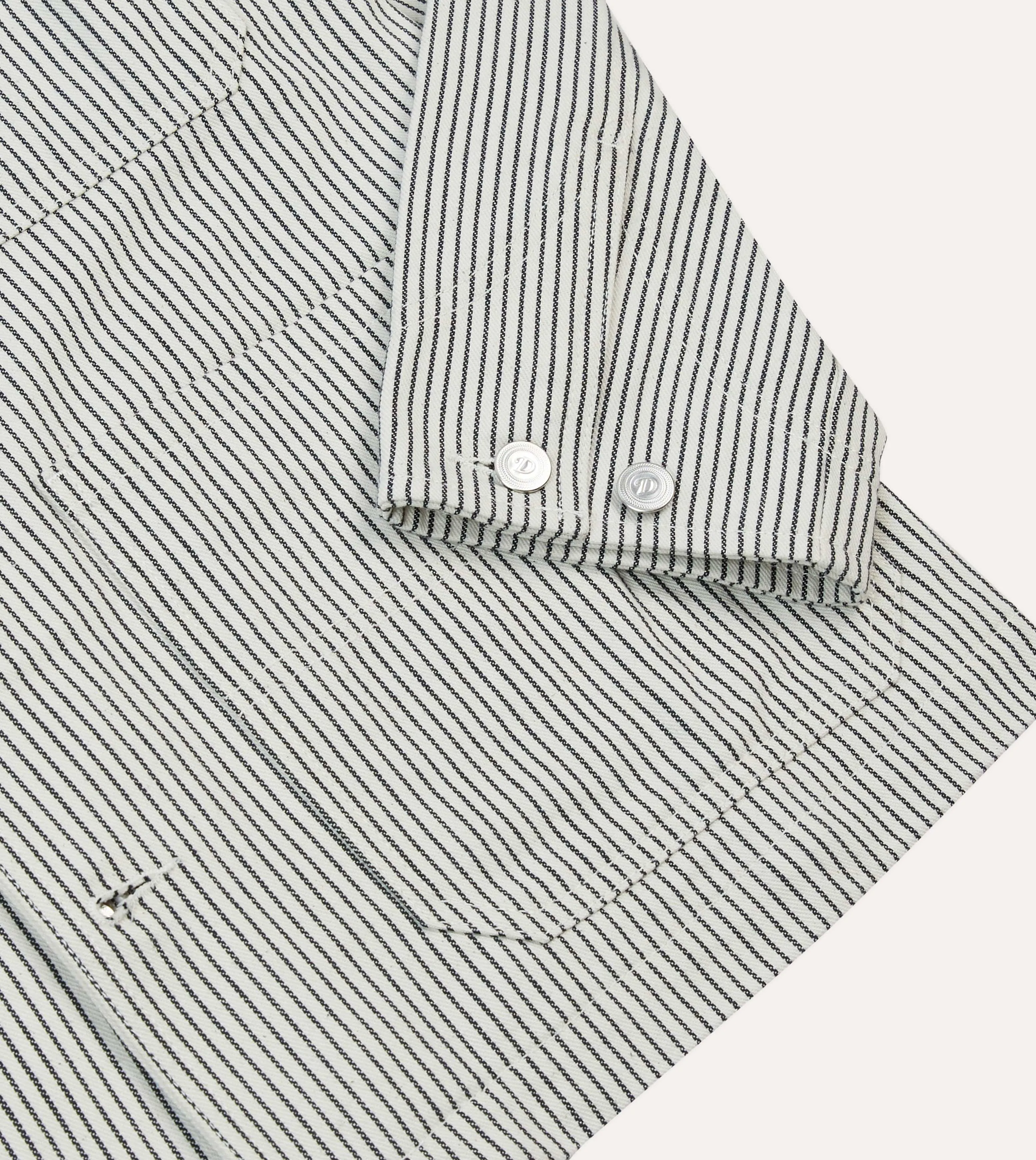 Navy and Ecru Stripe Cotton Stoker Jacket