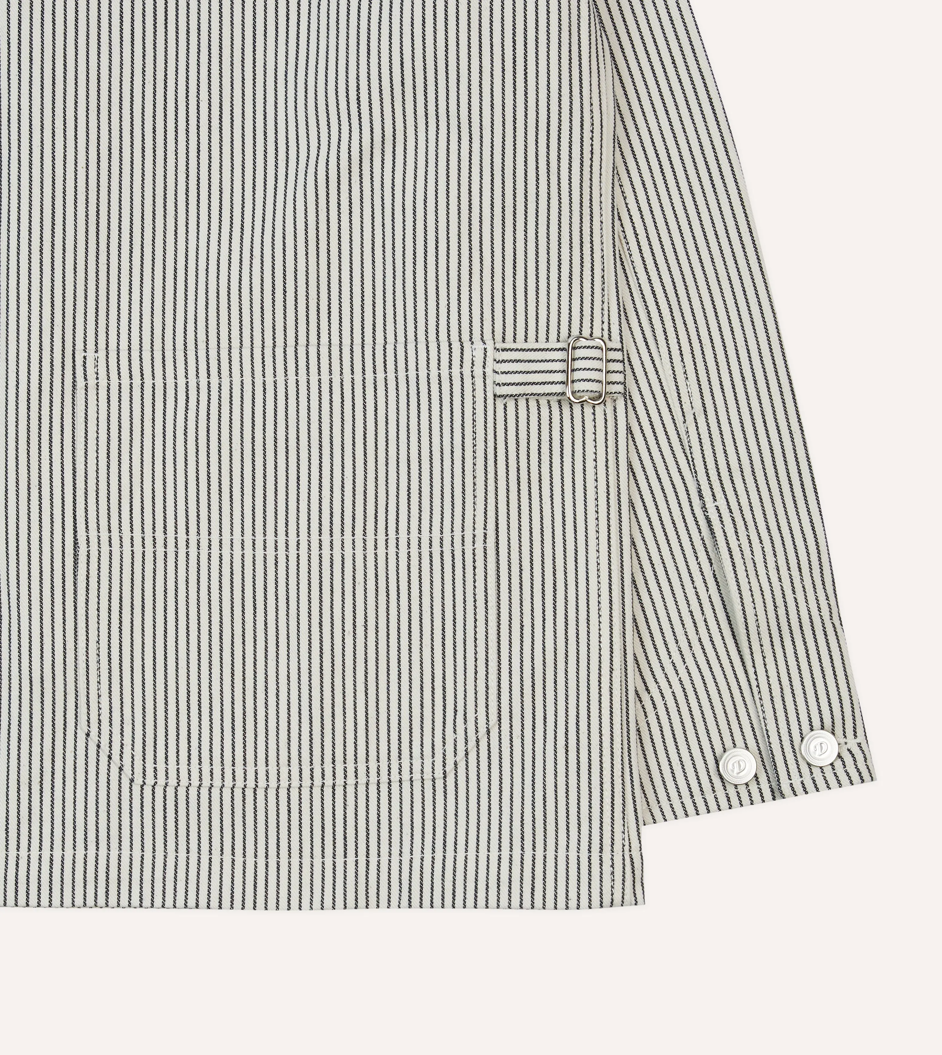 Navy and Ecru Stripe Cotton Stoker Jacket