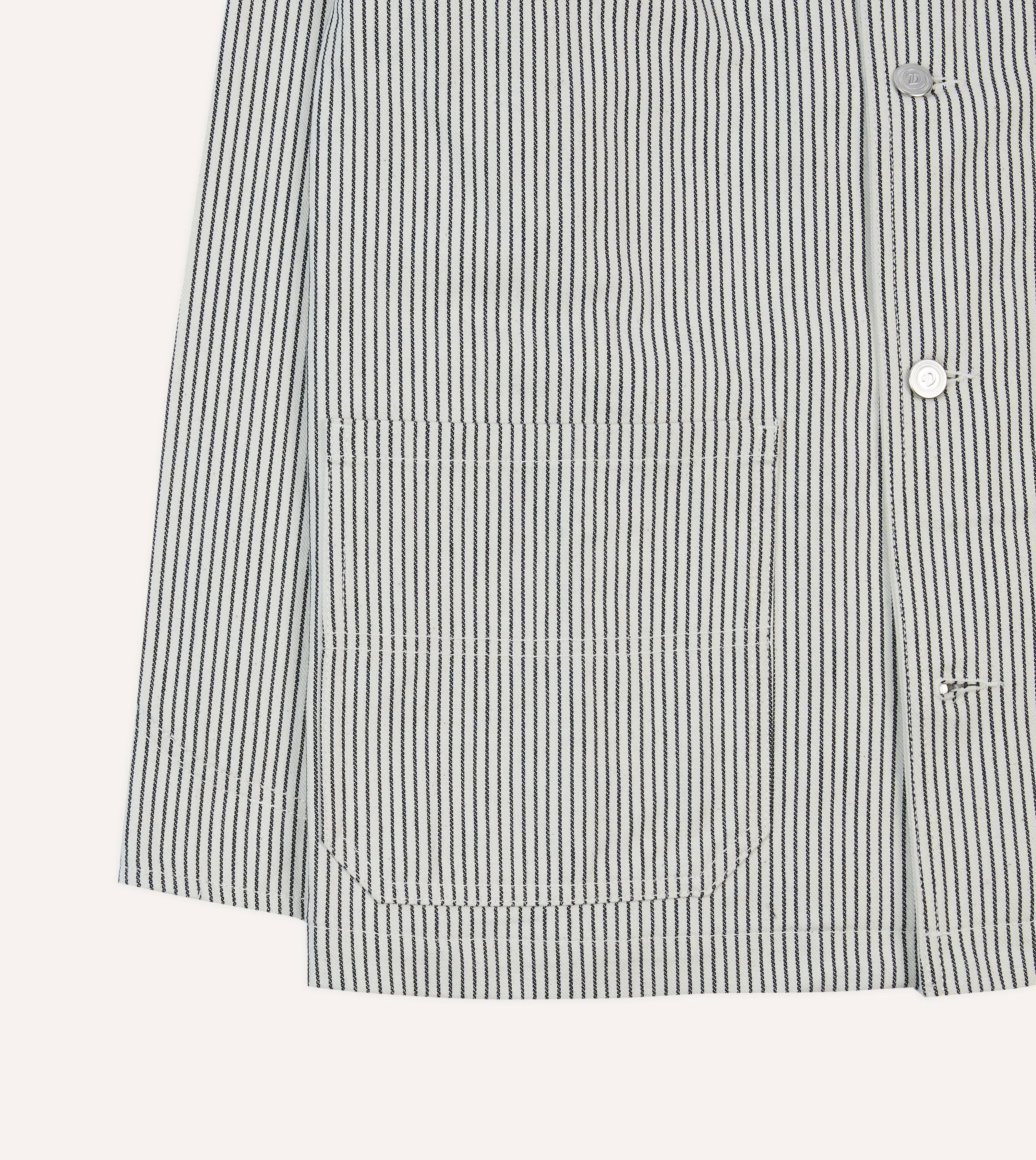 Navy and Ecru Stripe Cotton Stoker Jacket