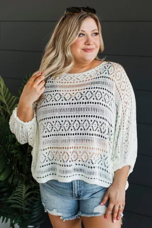Need A Vacation Open Knit Top- Ivory