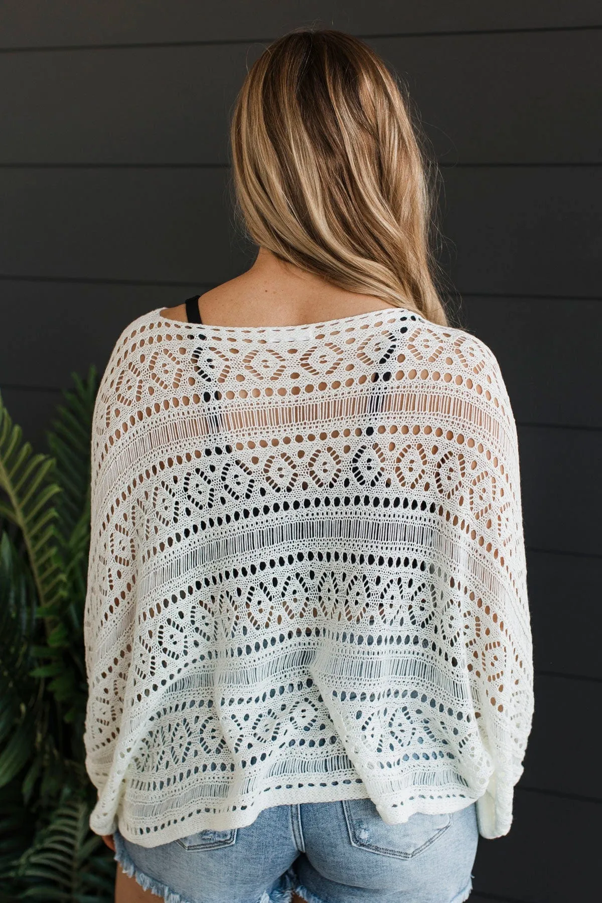 Need A Vacation Open Knit Top- Ivory