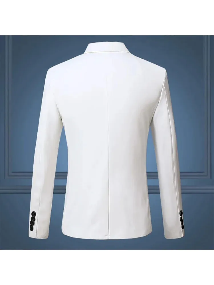 Note Print Men's Business Casual Suit Indoor Office Elegant Men's Slim Fit Suit Interview Office Daily Wear