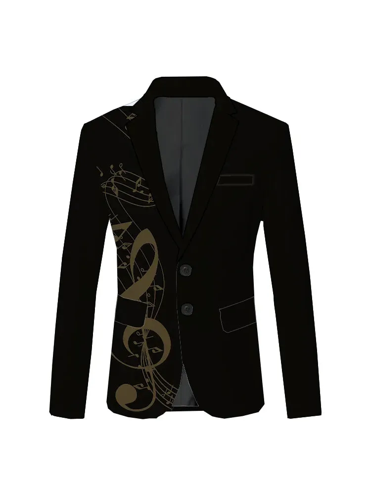Note Print Men's Business Casual Suit Indoor Office Elegant Men's Slim Fit Suit Interview Office Daily Wear