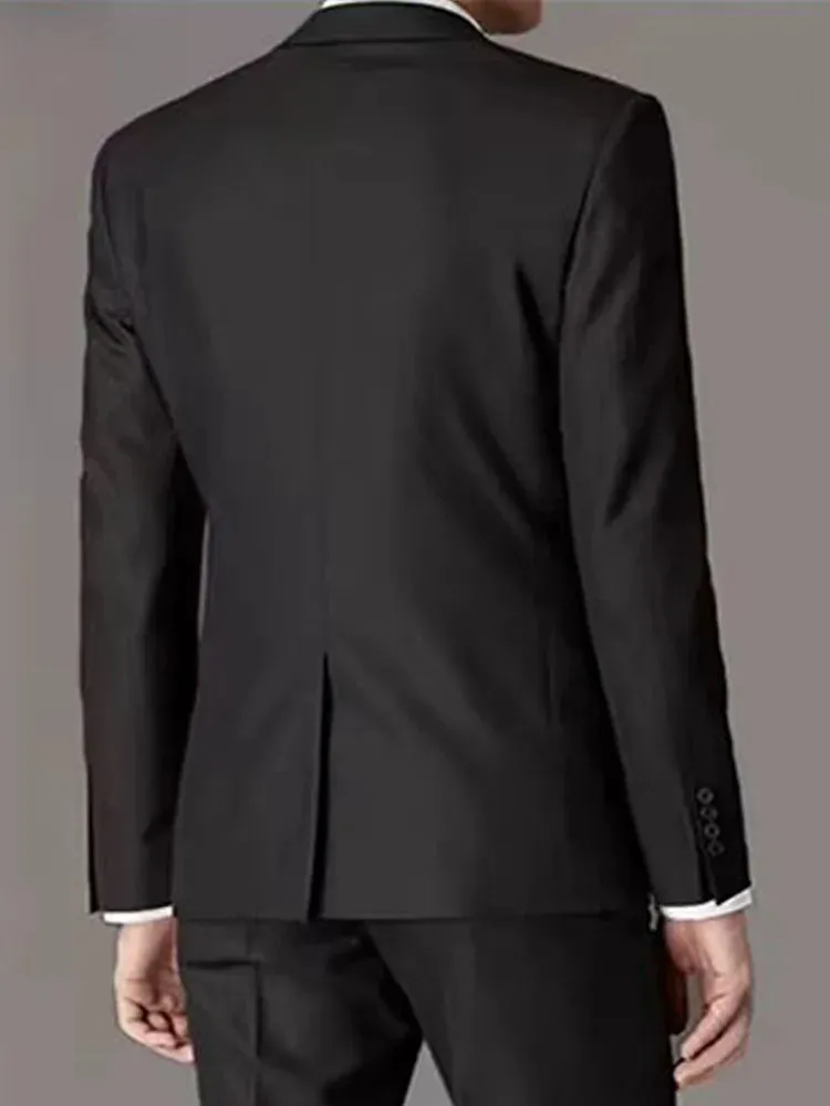 Note Print Men's Business Casual Suit Indoor Office Elegant Men's Slim Fit Suit Interview Office Daily Wear