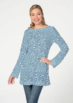 Oakley Blue (8114) ~ Banded Boatneck Tunic