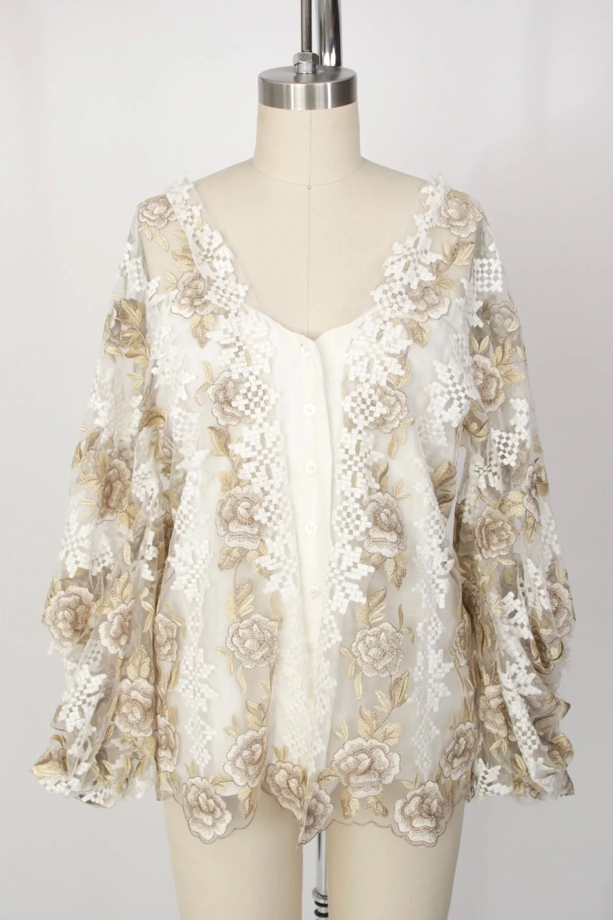 Olena Dats Floral Embroidered Top
