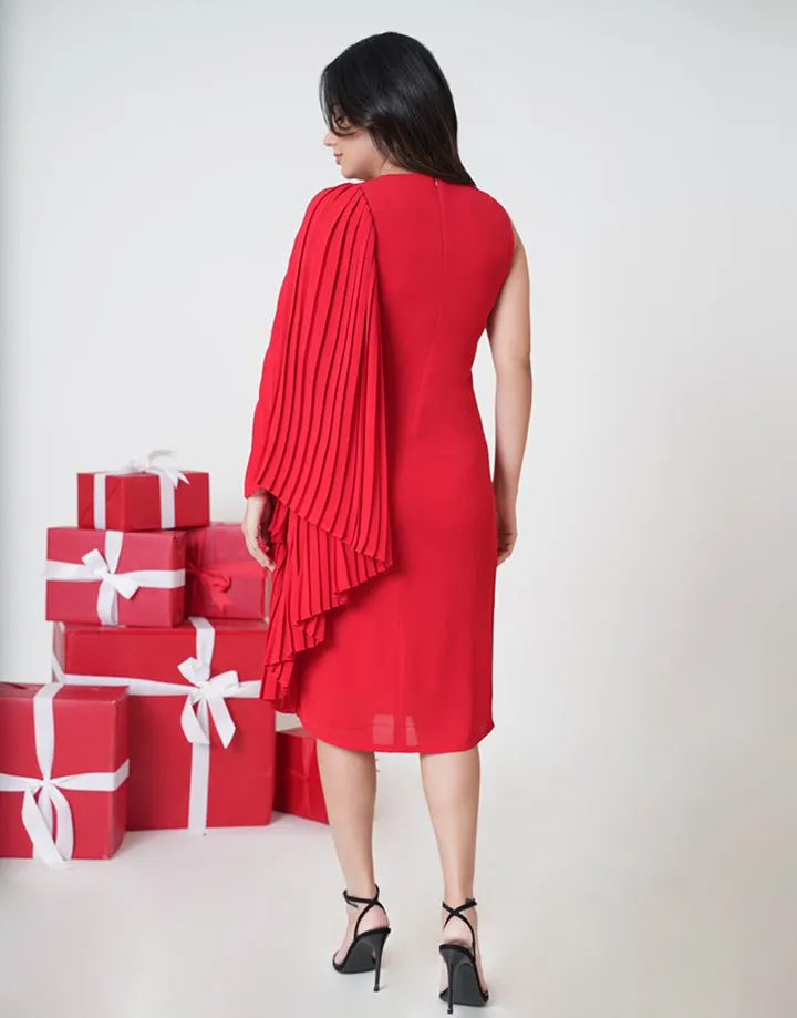 One Pleated Sleeves with Bodycon Dress