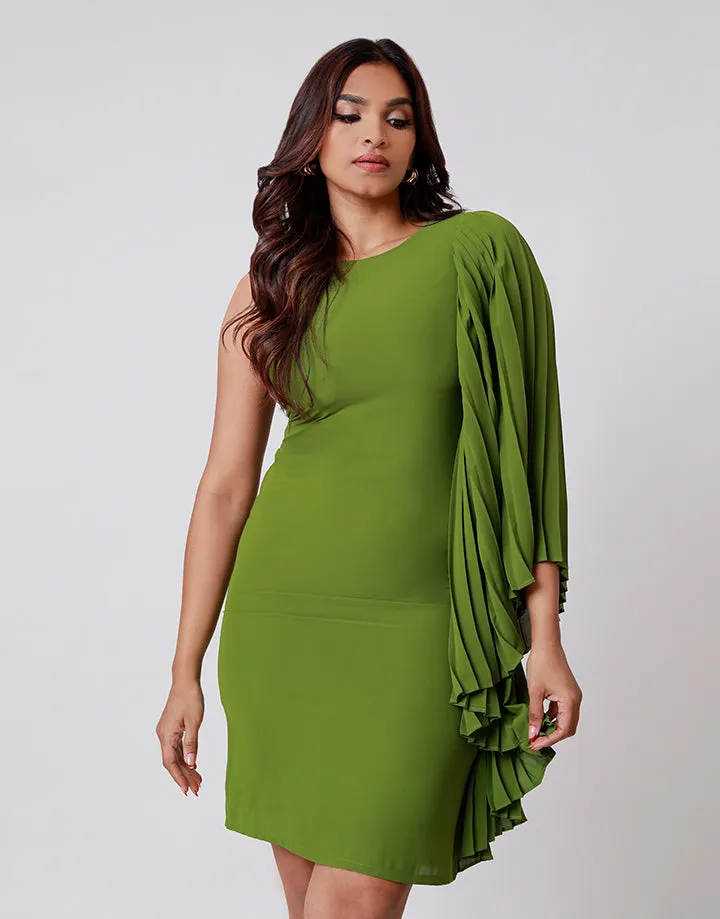 One Pleated Sleeves with Bodycon Dress