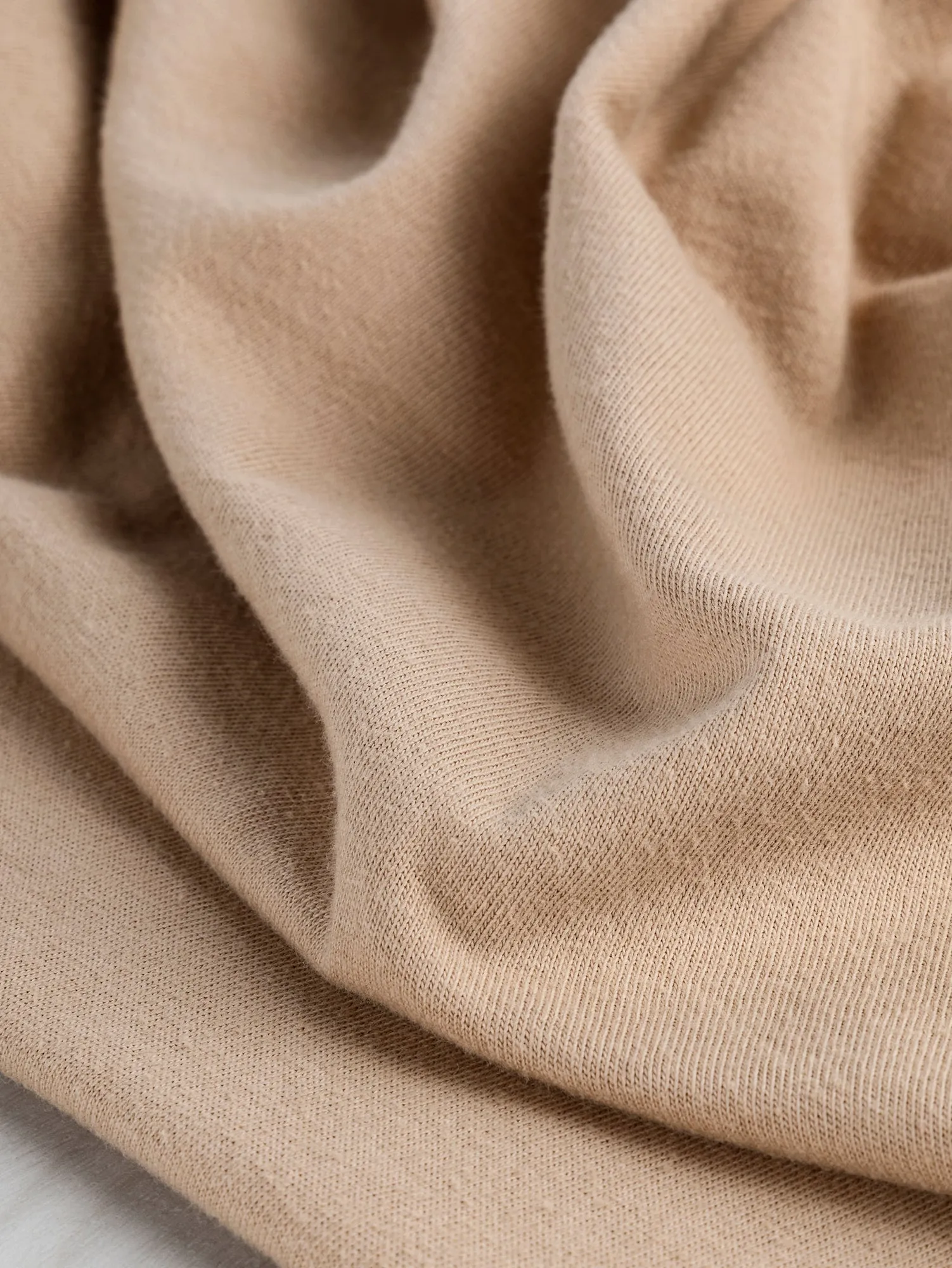 Organic Cotton Washed Jersey Knit - Beige - Swatch