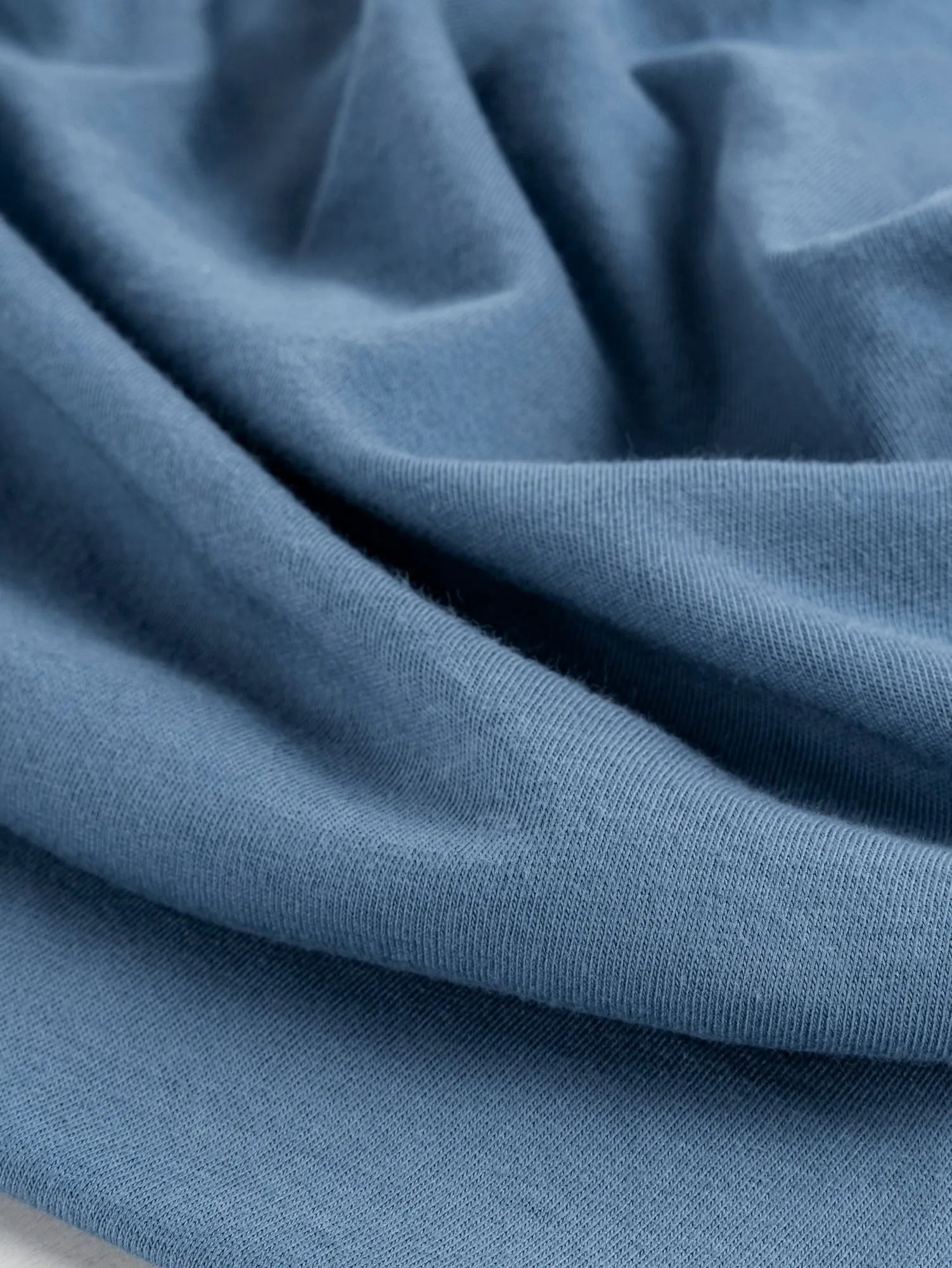 Organic Cotton Washed Jersey Knit - Steel Blue - Swatch