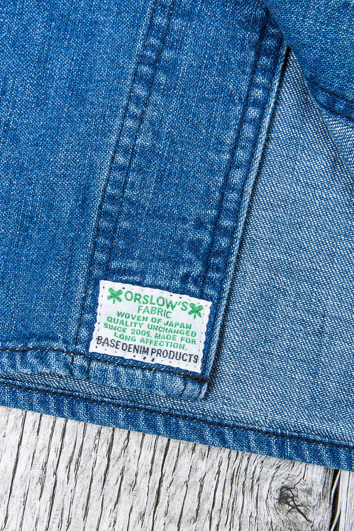 OrSlow No Collar 3/4 Sleeve Denim Shirt