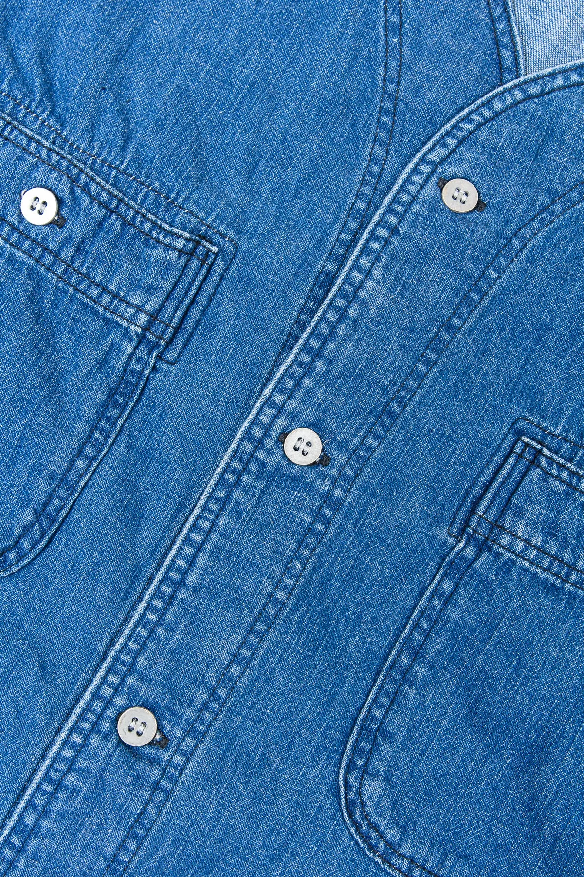 OrSlow No Collar 3/4 Sleeve Denim Shirt
