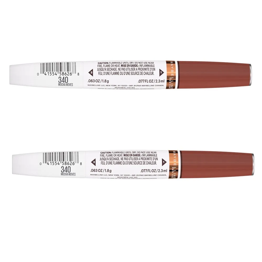 Pack of 2 Maybelline New York SuperStay 24 2-Step Liquid Lipstick, Coffee Edition, Mocha Moves # 340