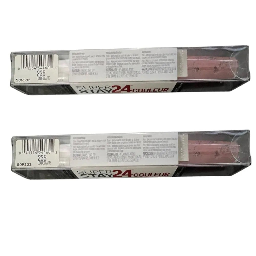 Pack of 2 Maybelline New York SuperStay 24 Color 2-Step Liquid Lipstick, Loaded Latte # 235