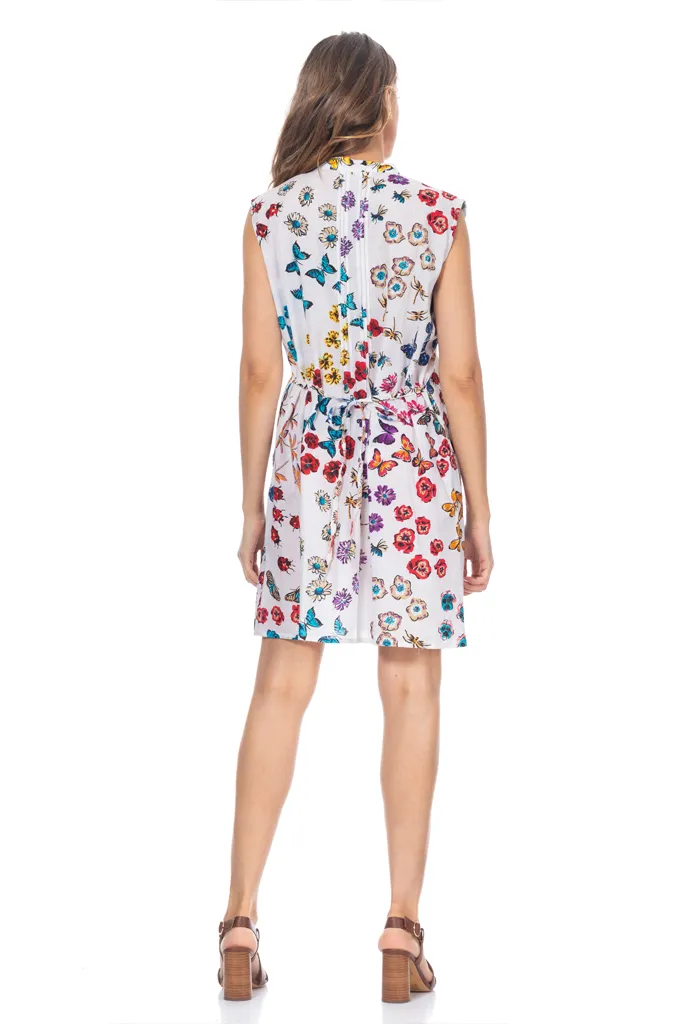 Painted Lady Sleeveless Printed Dress with Butterflies