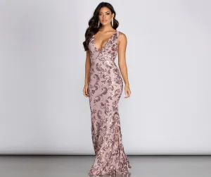 Paisley Formal Stylish Sequin Leaf Dress
