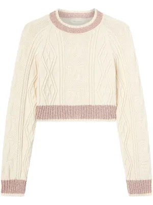 Palm Angels Light Beige Ribbed Crew Neck tröja