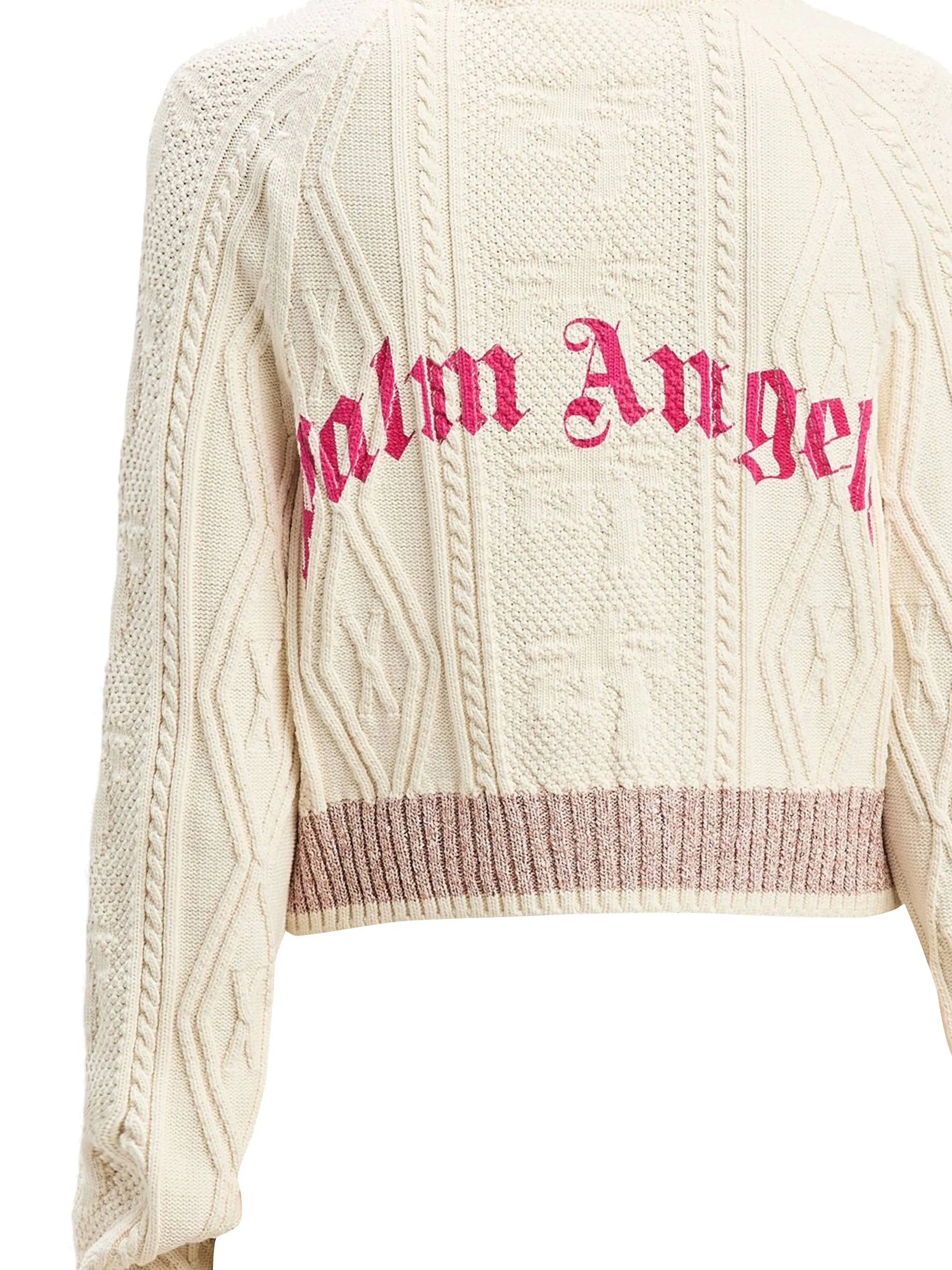 Palm Angels Light Beige Ribbed Crew Neck tröja