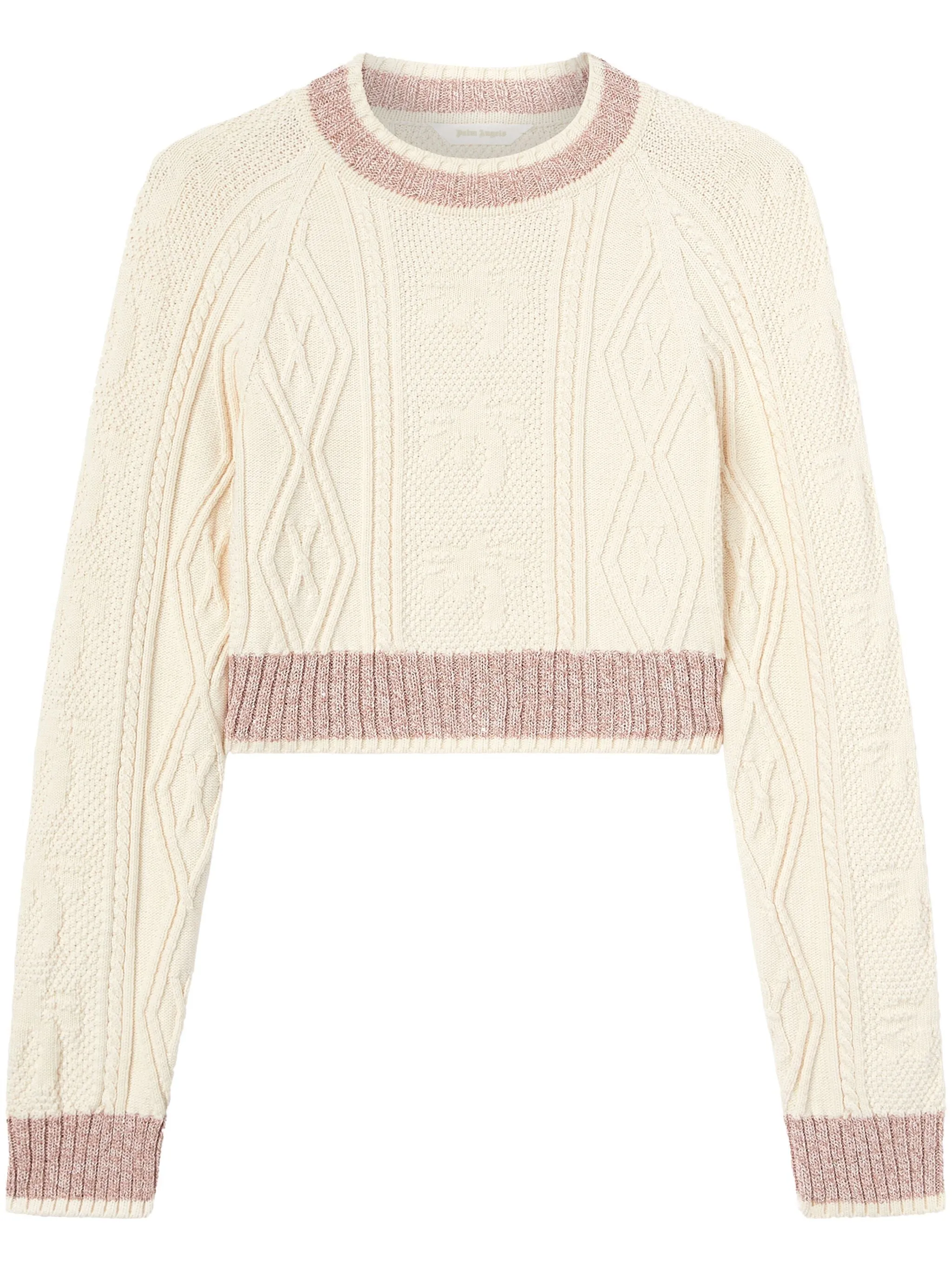 Palm Angels Light Beige Ribbed Crew Neck tröja