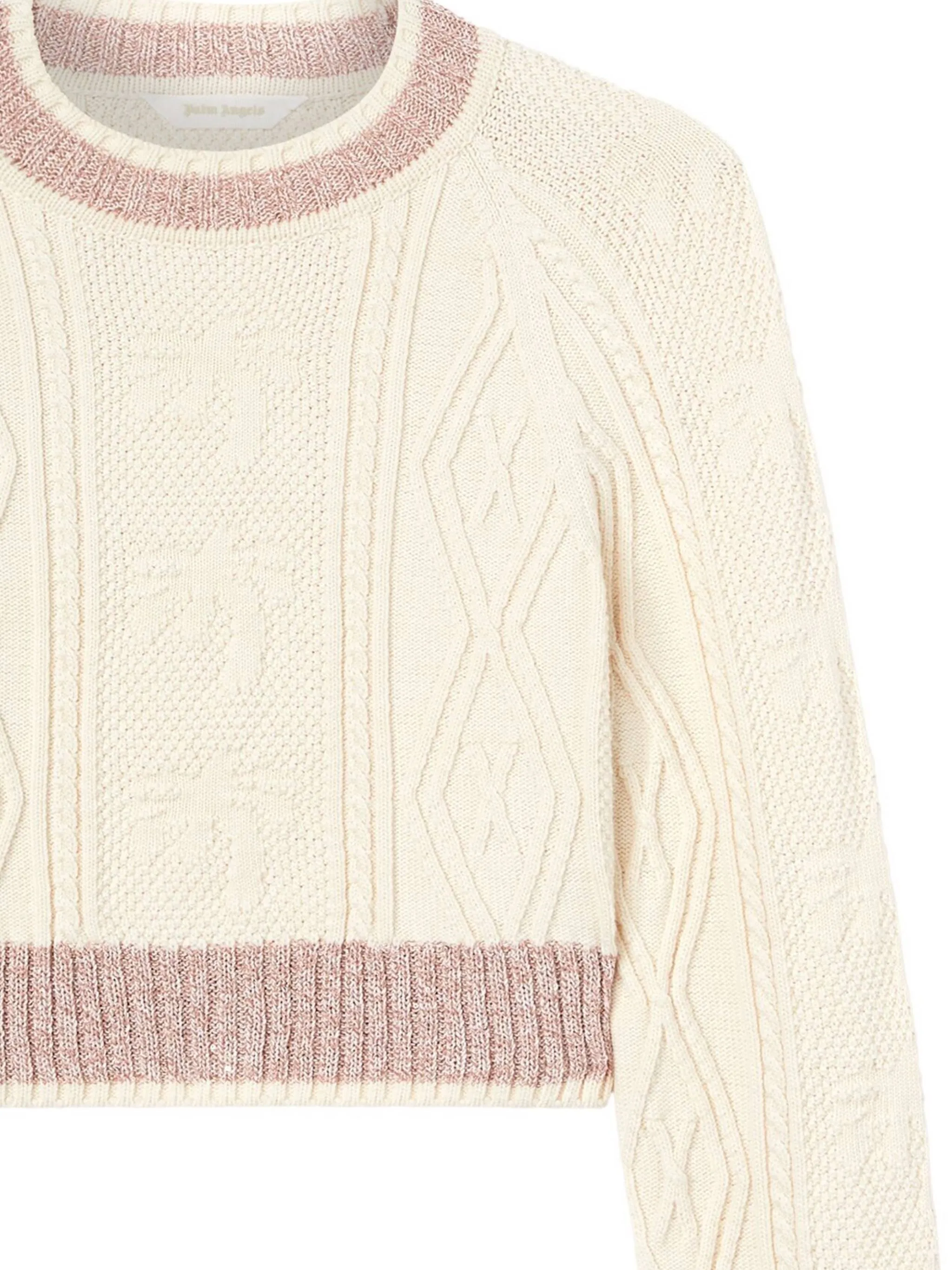 Palm Angels Light Beige Ribbed Crew Neck tröja
