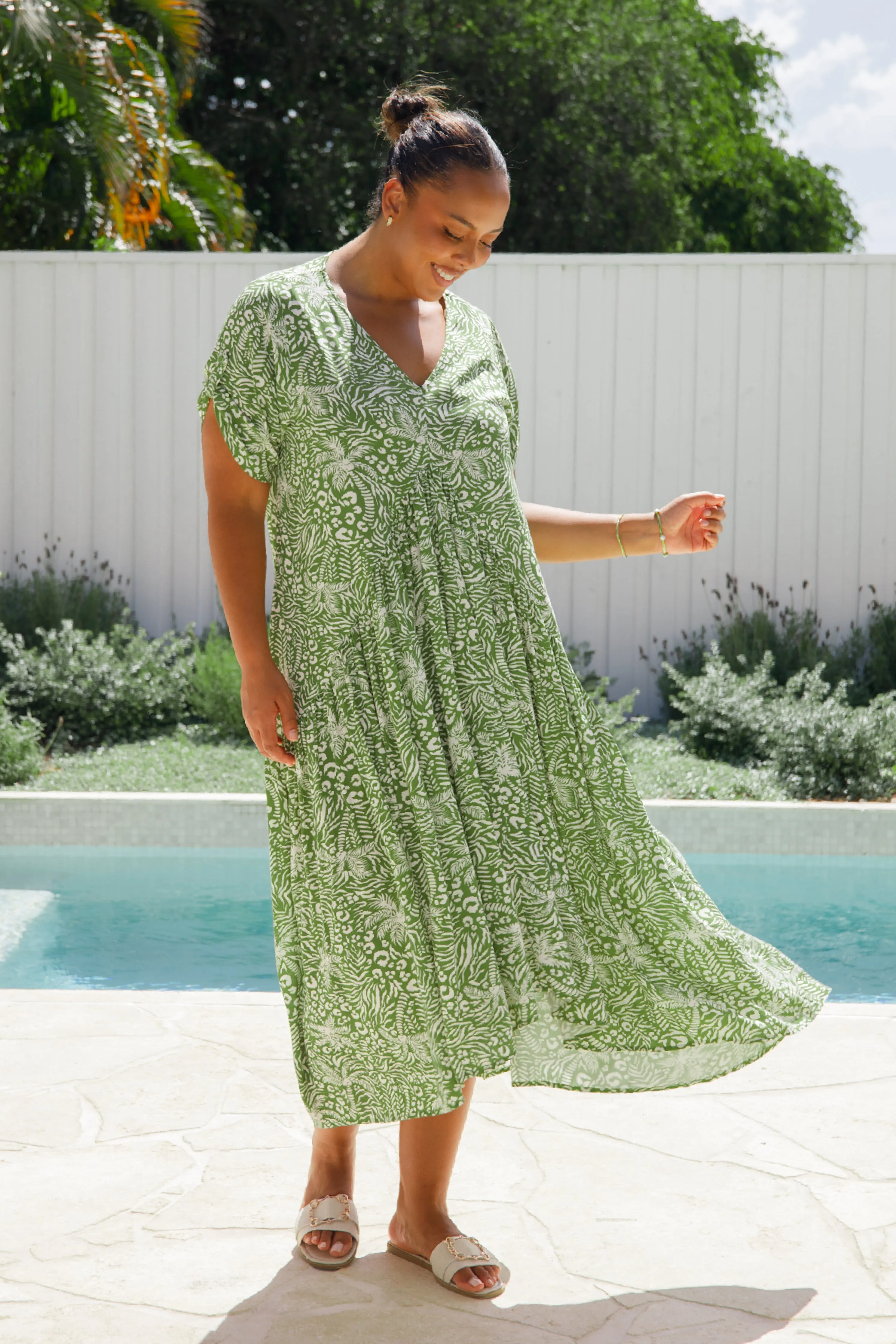 Peak Maxi Dress | Green Palm Cove | FINAL SALE