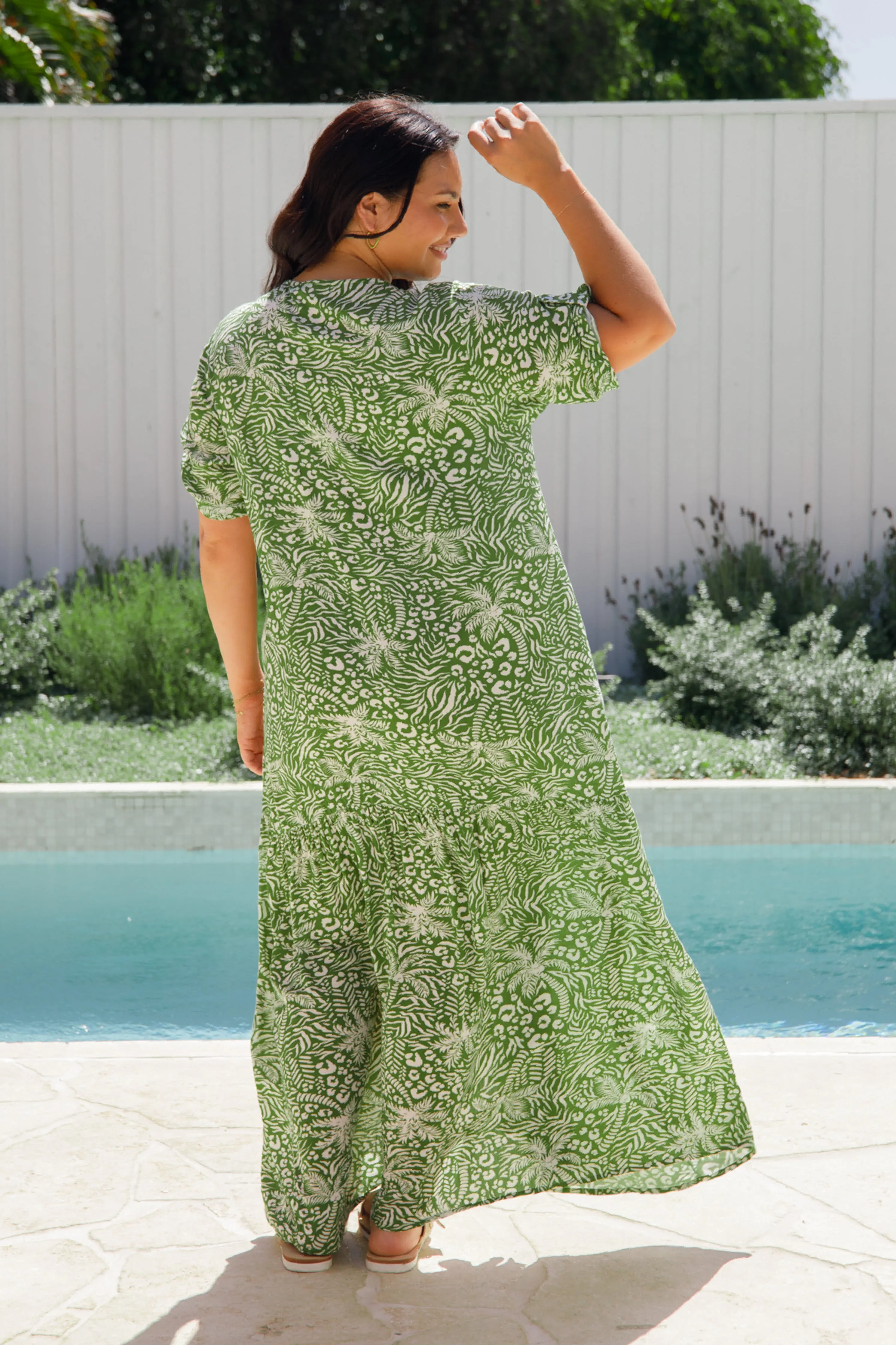 Peak Maxi Dress | Green Palm Cove | FINAL SALE