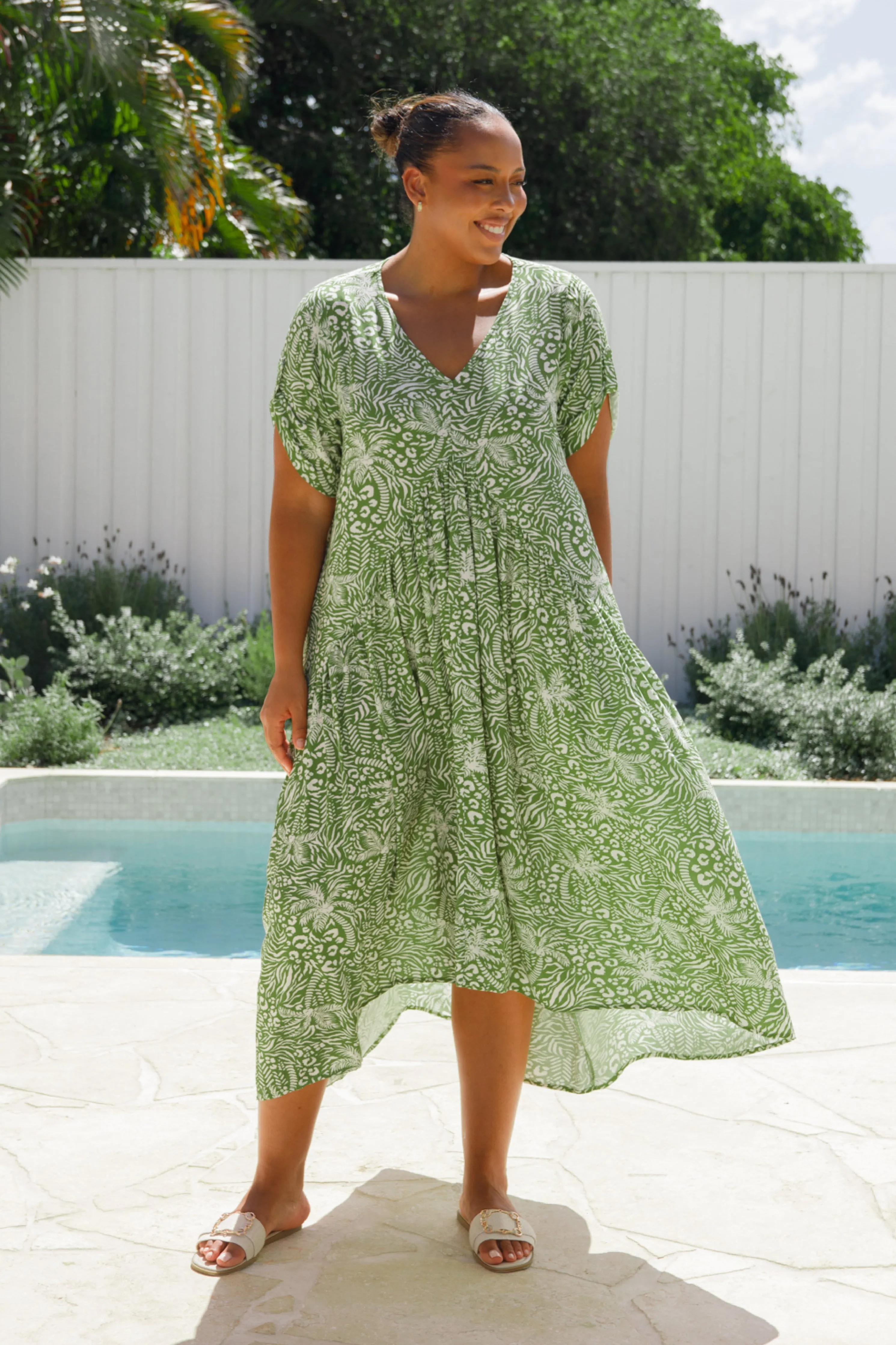 Peak Maxi Dress | Green Palm Cove | FINAL SALE