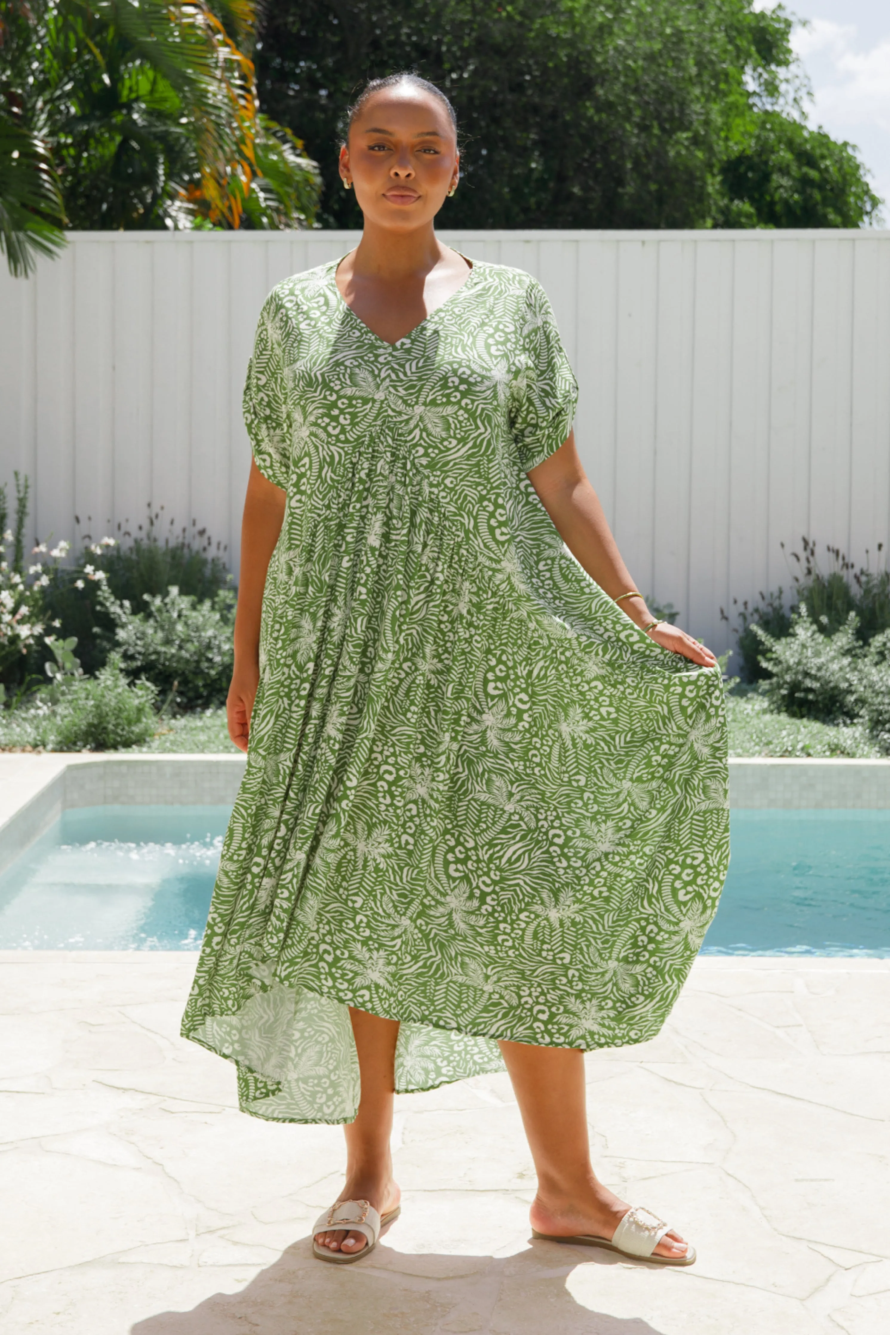 Peak Maxi Dress | Green Palm Cove | FINAL SALE