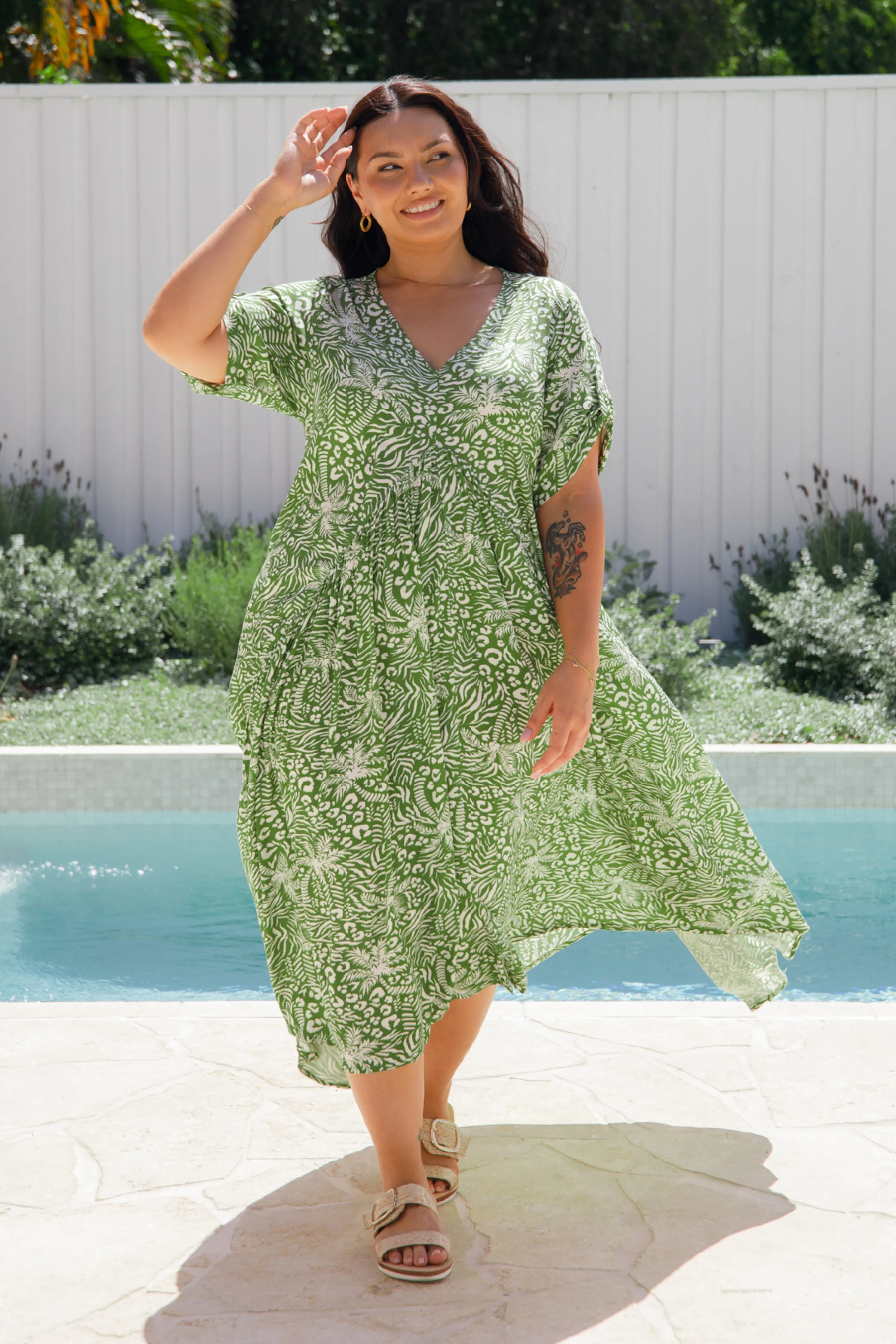 Peak Maxi Dress | Green Palm Cove | FINAL SALE
