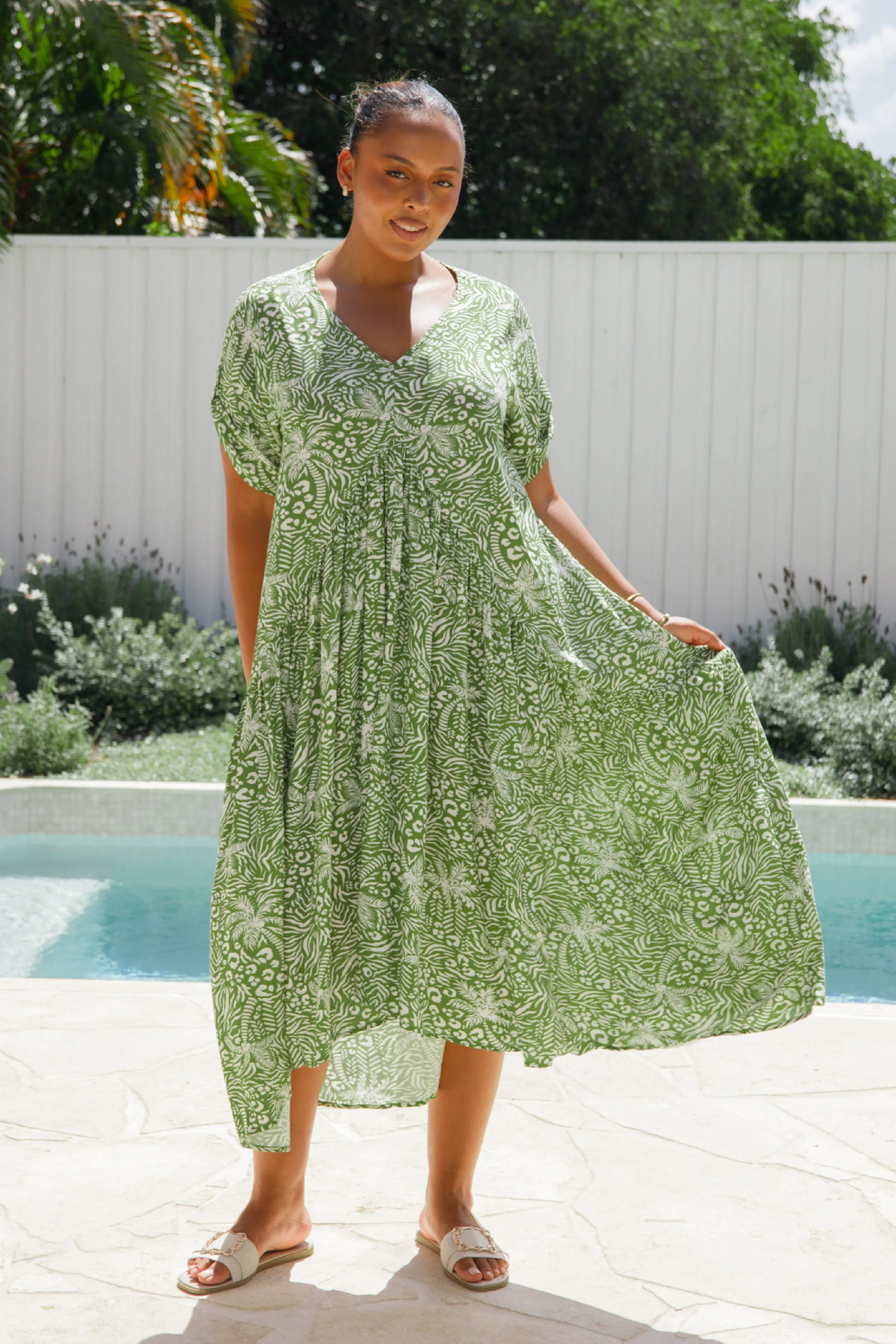 Peak Maxi Dress | Green Palm Cove | FINAL SALE