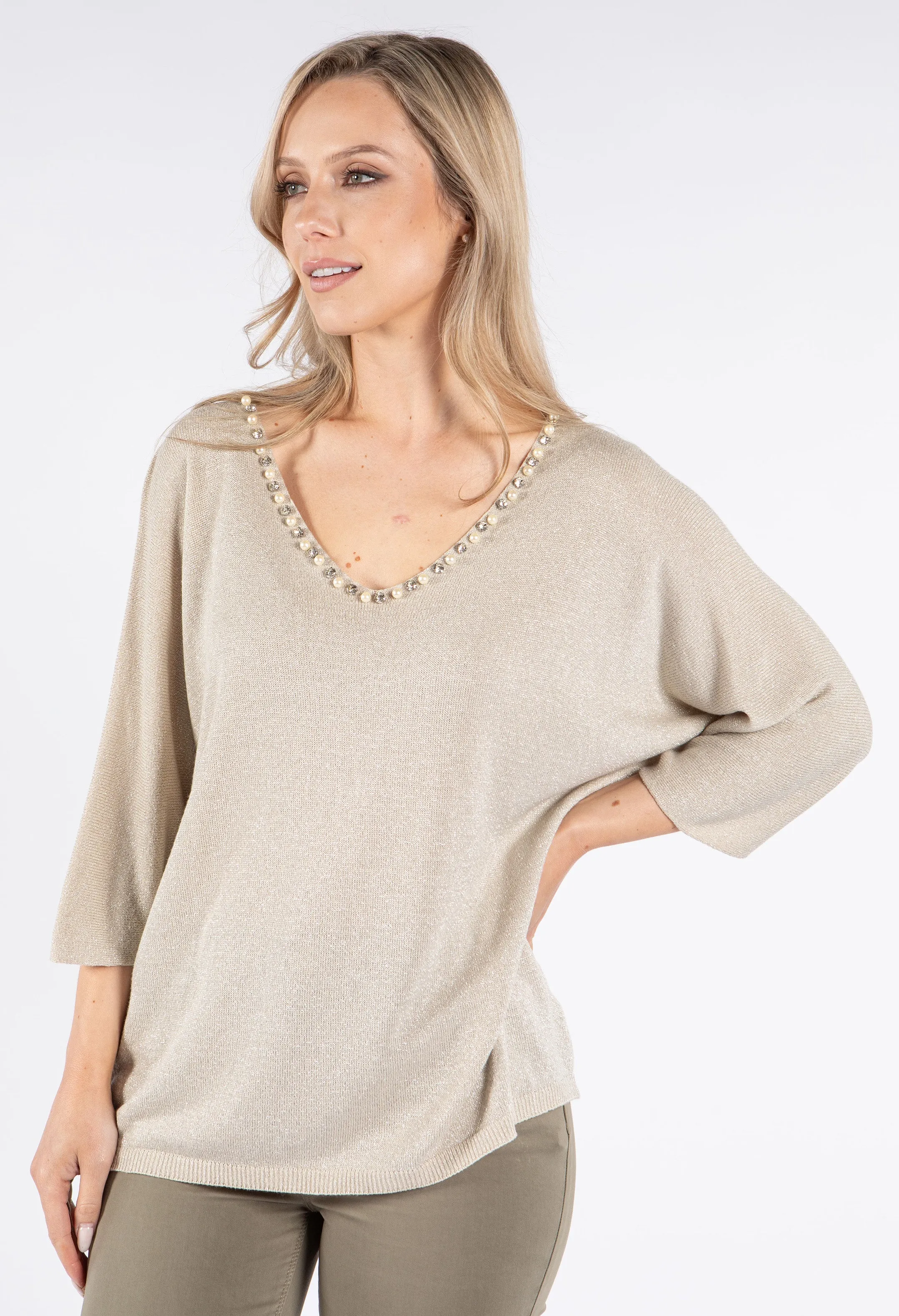 Pearl & Diamond Lurex Knit Top