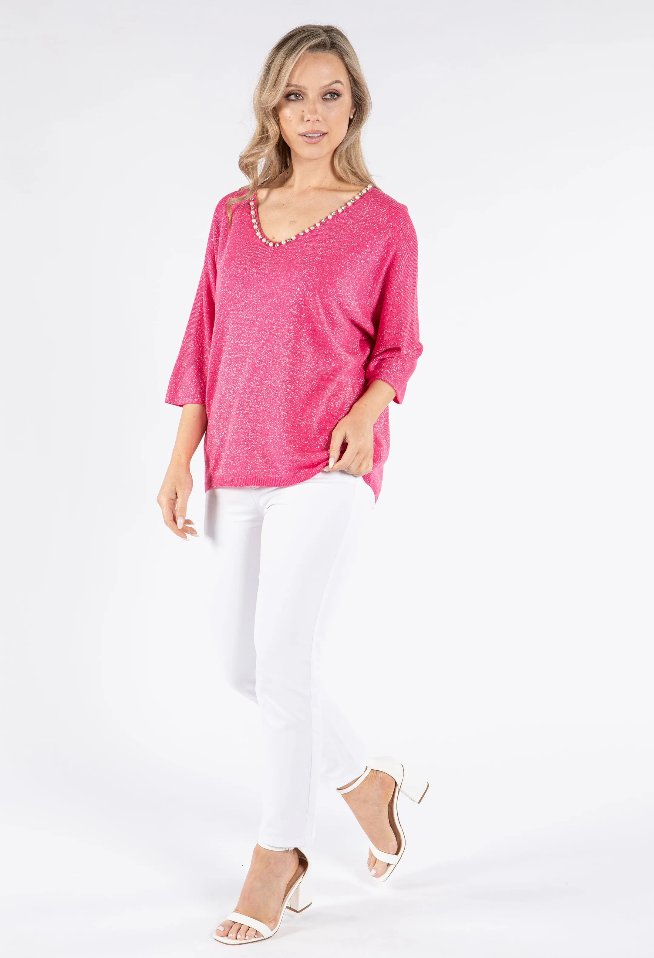 Pearl & Diamond Lurex Knit Top