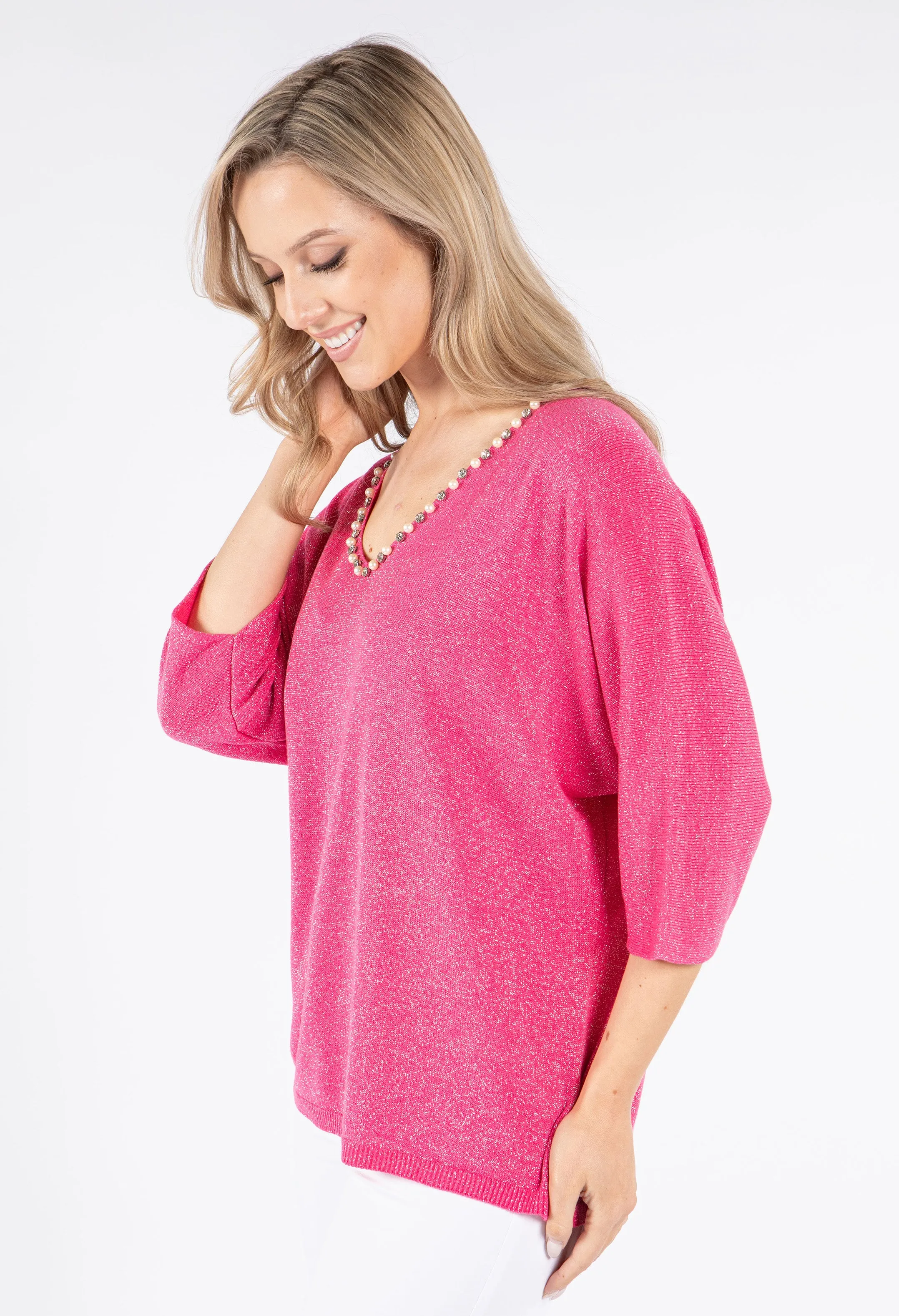 Pearl & Diamond Lurex Knit Top