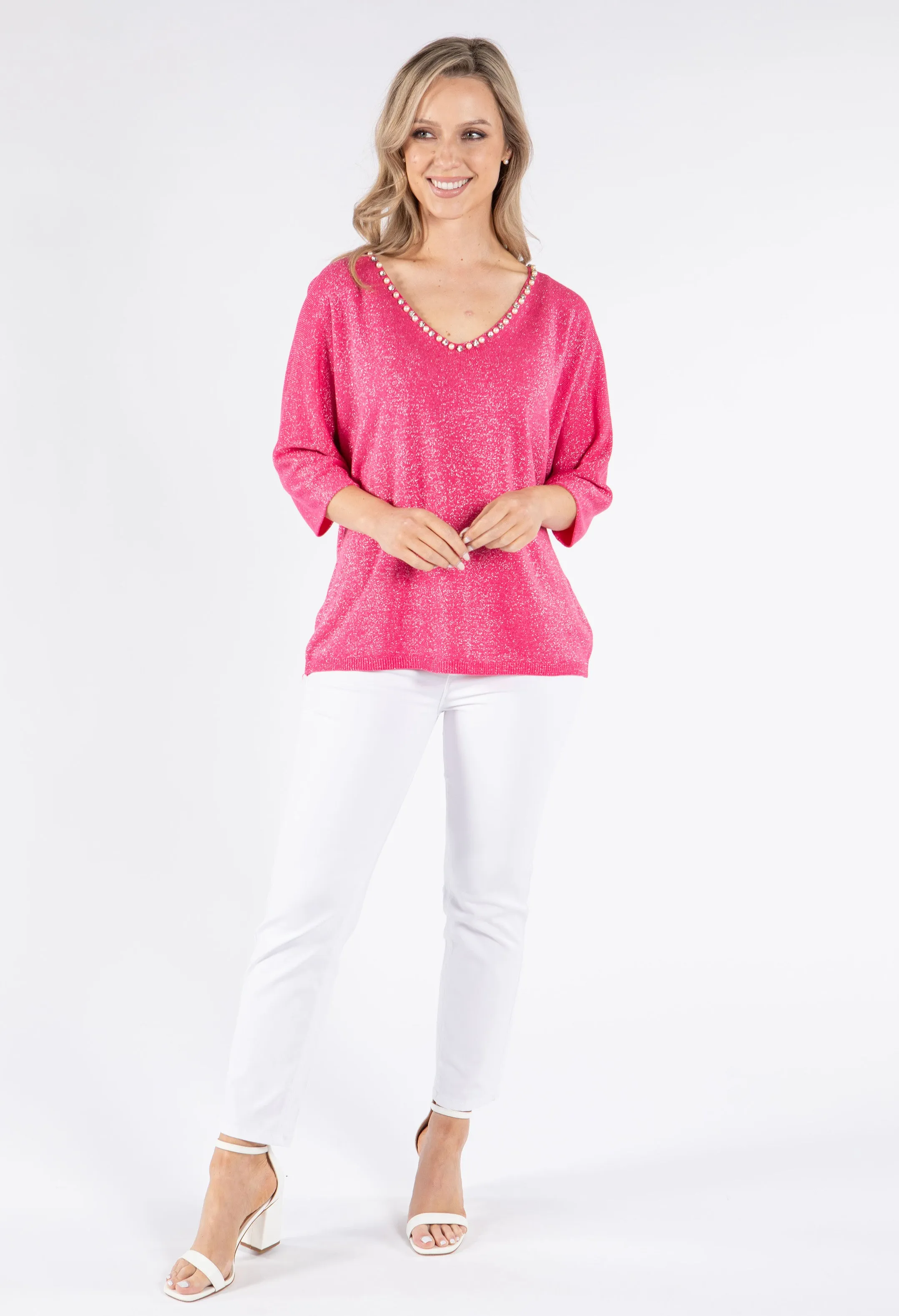 Pearl & Diamond Lurex Knit Top