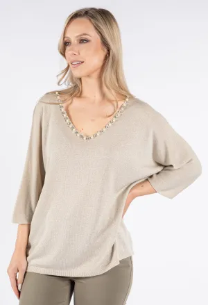 Pearl & Diamond Lurex Knit Top