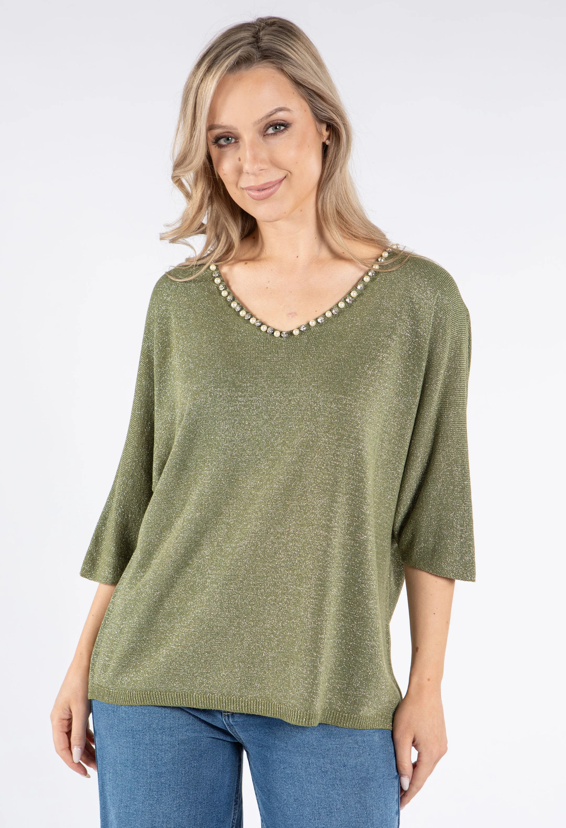 Pearl & Diamond Lurex Knit Top