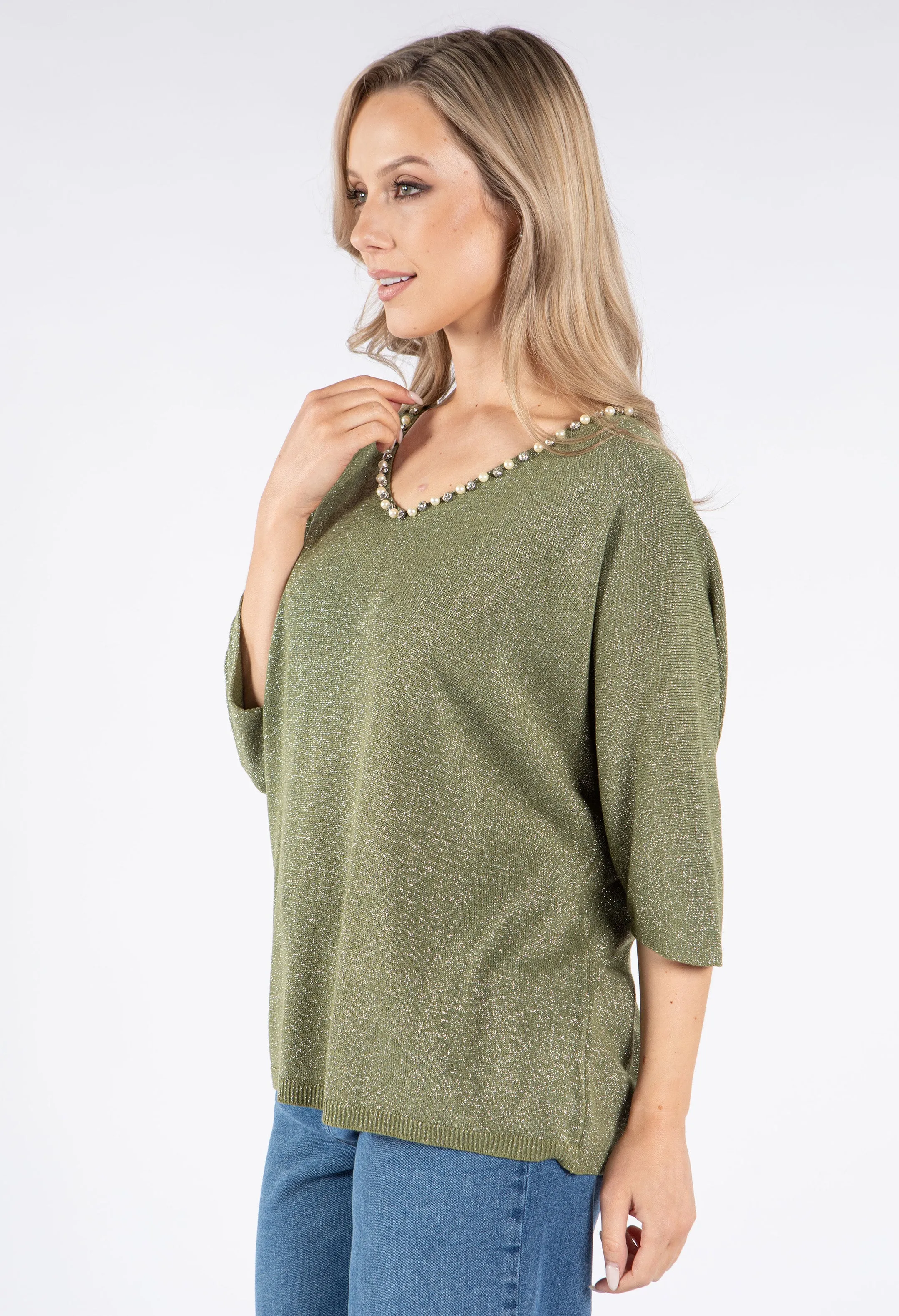 Pearl & Diamond Lurex Knit Top