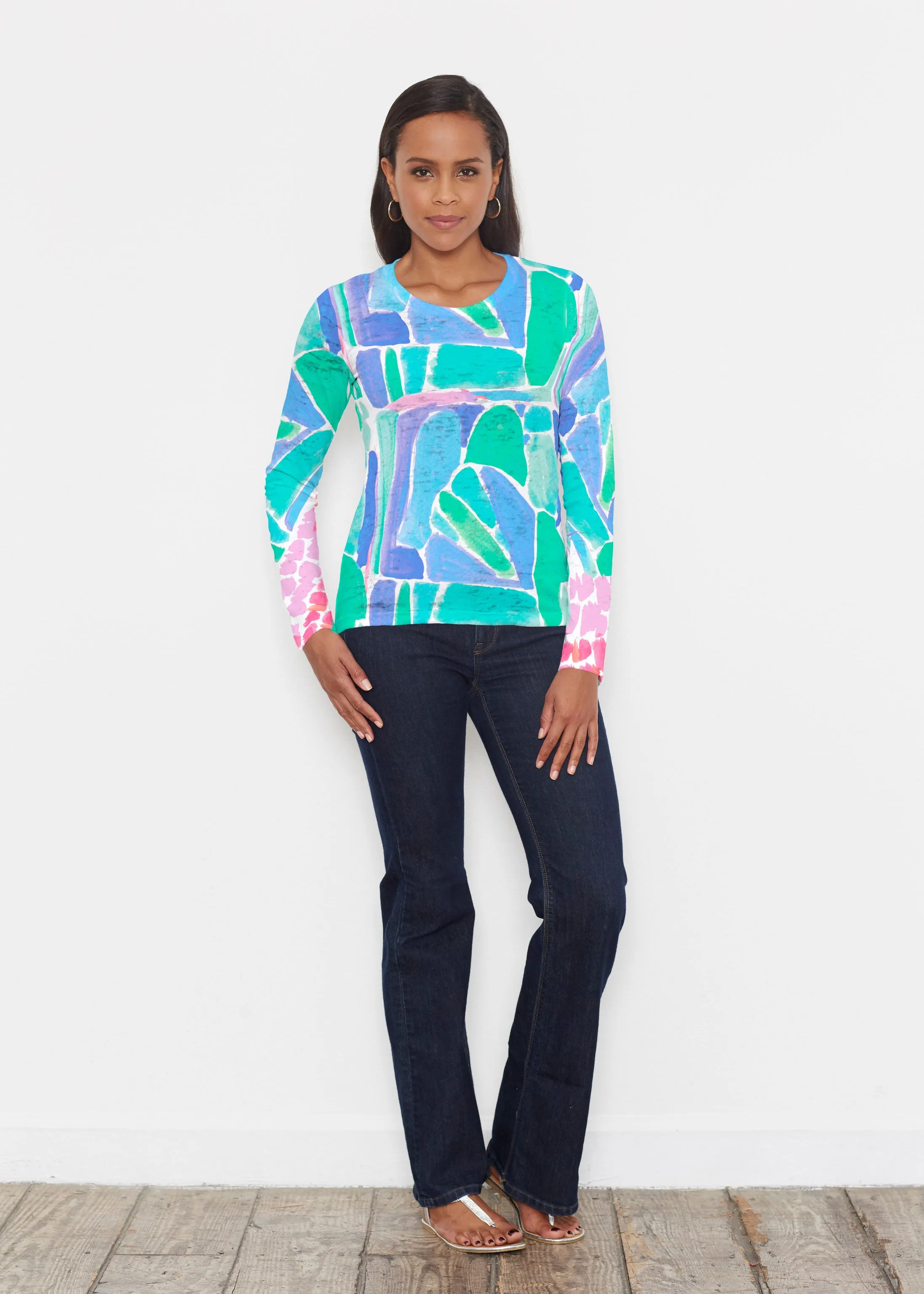 Pebble Walk Blue (17260) ~ Signature Long Sleeve Crew Shirt
