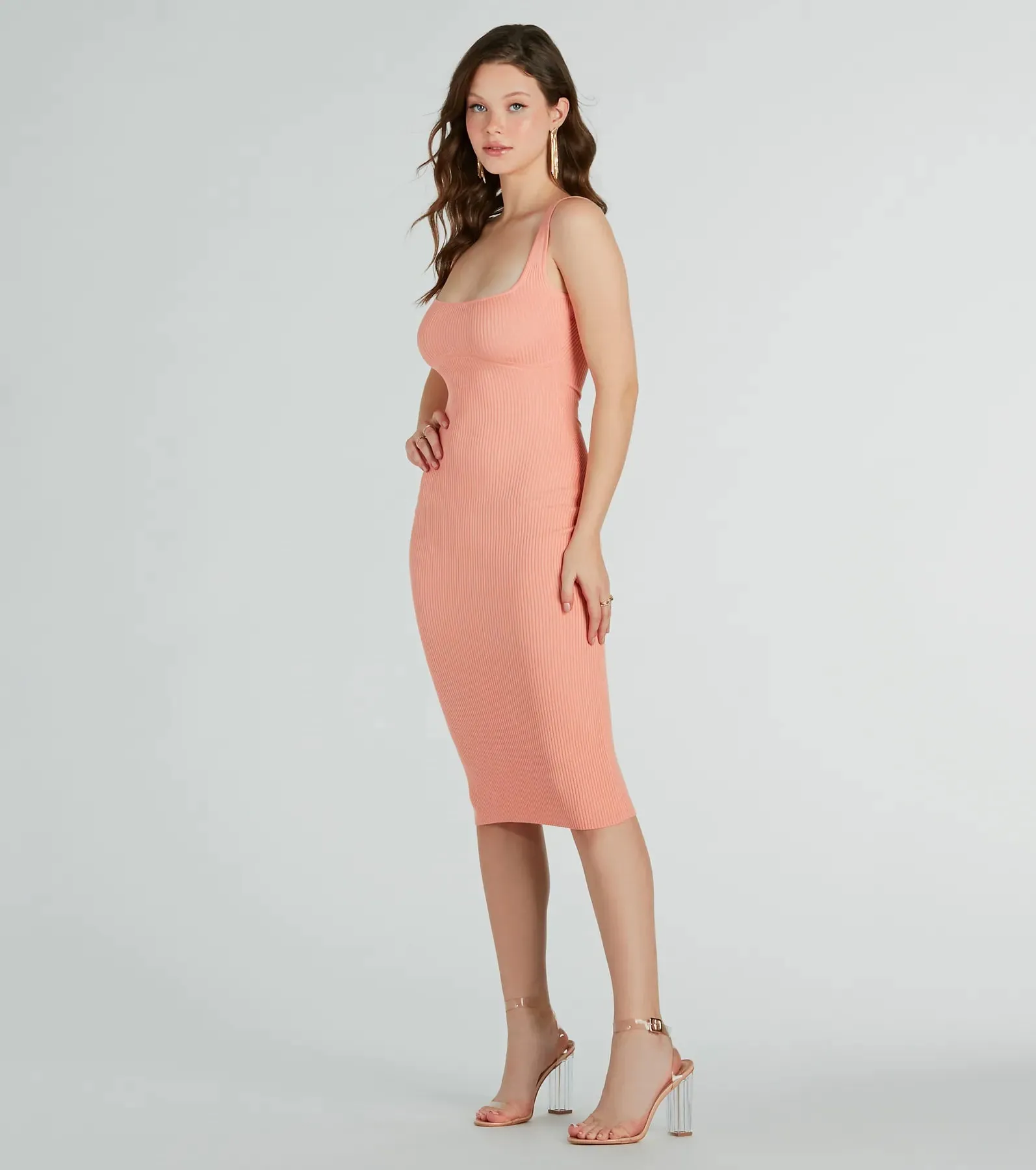 Perfect Pick Ribbed Knit Bodycon Midi Dress