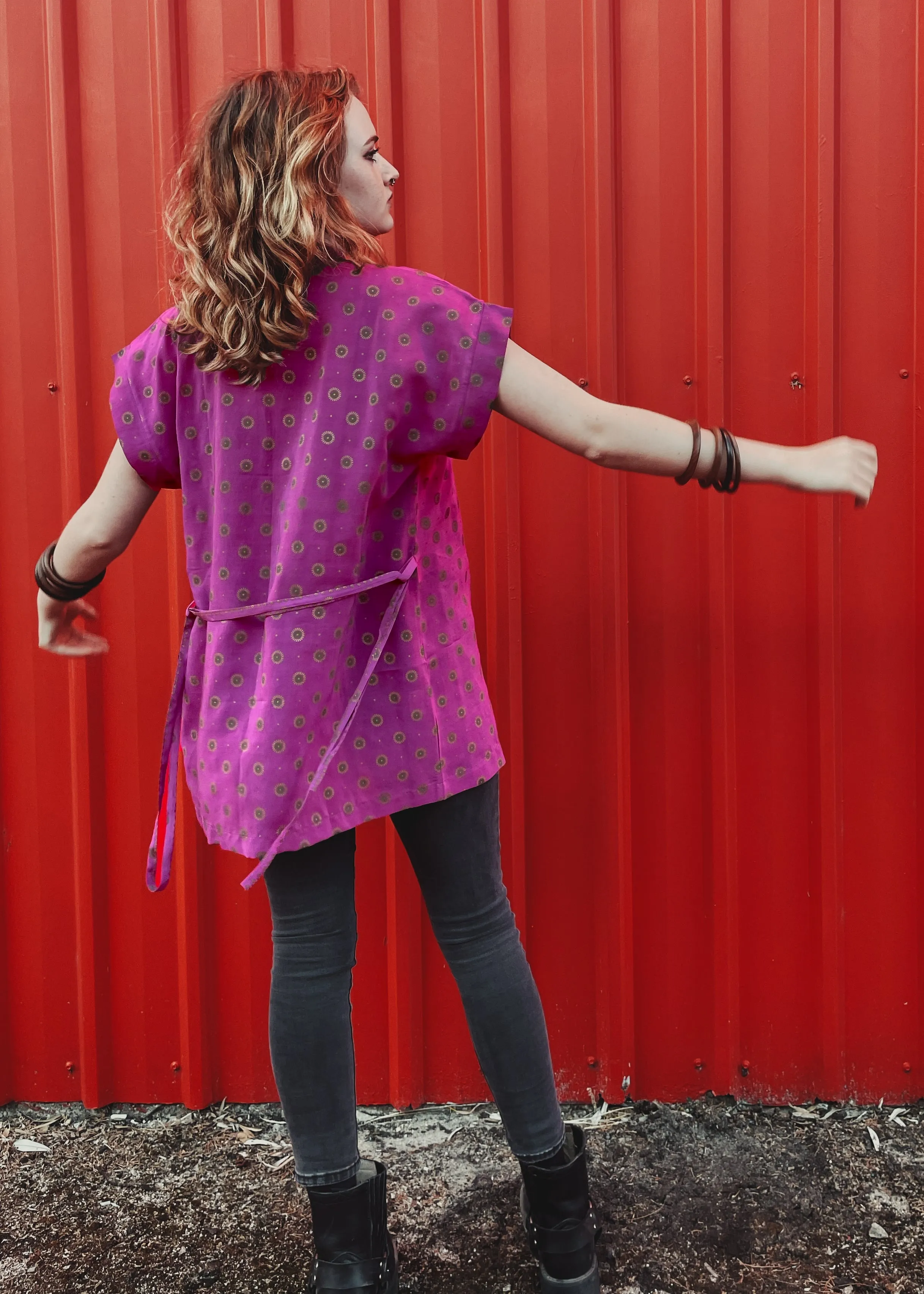 Pilea Silk Wrap Kimono Top ~ Orchid