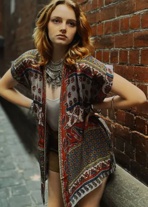 Pilea Silk Wrap Kimono Top ~ Syrah