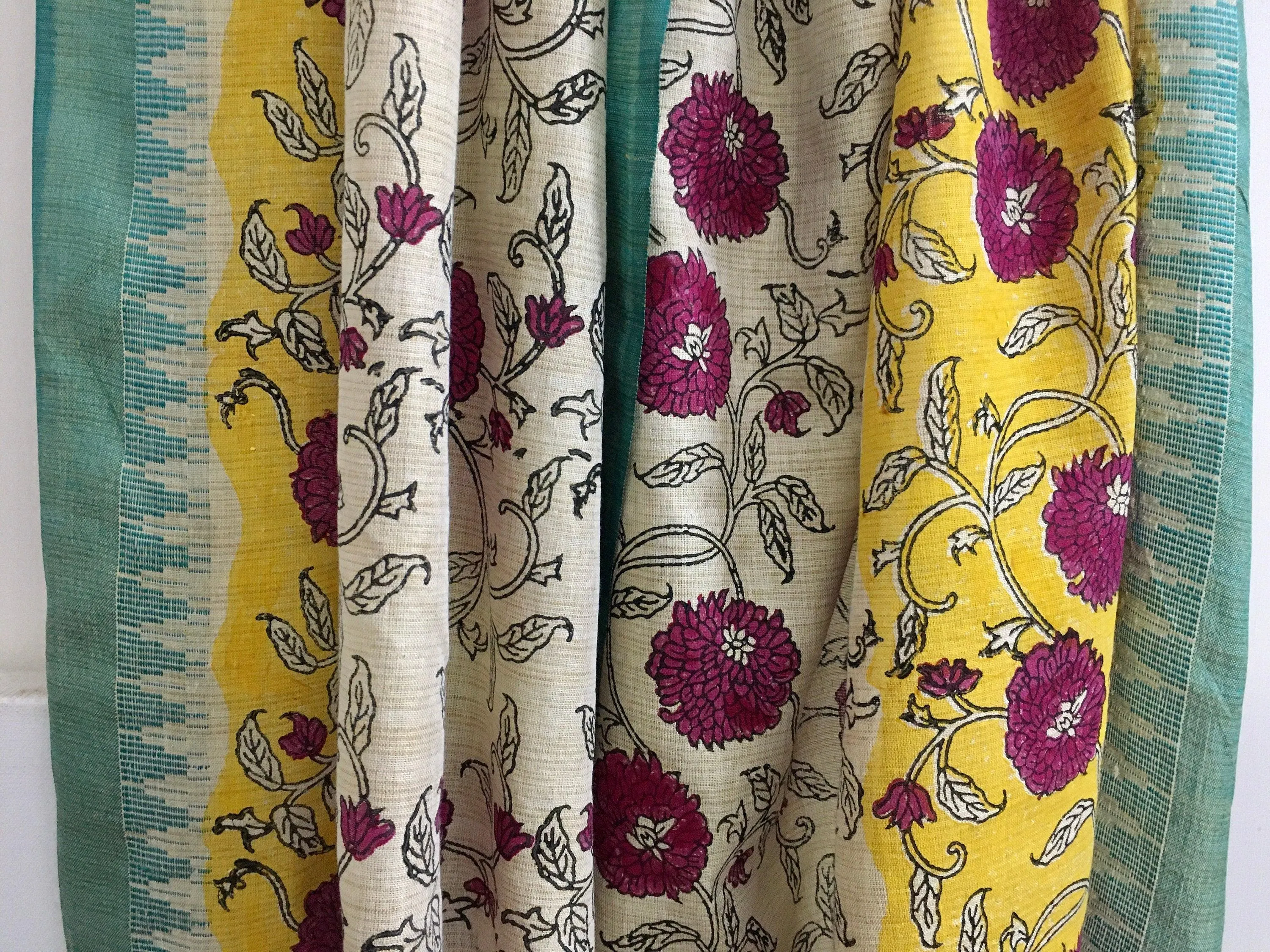 Pink Floral Block Printed Khadi Cotton Dupatta Scarf