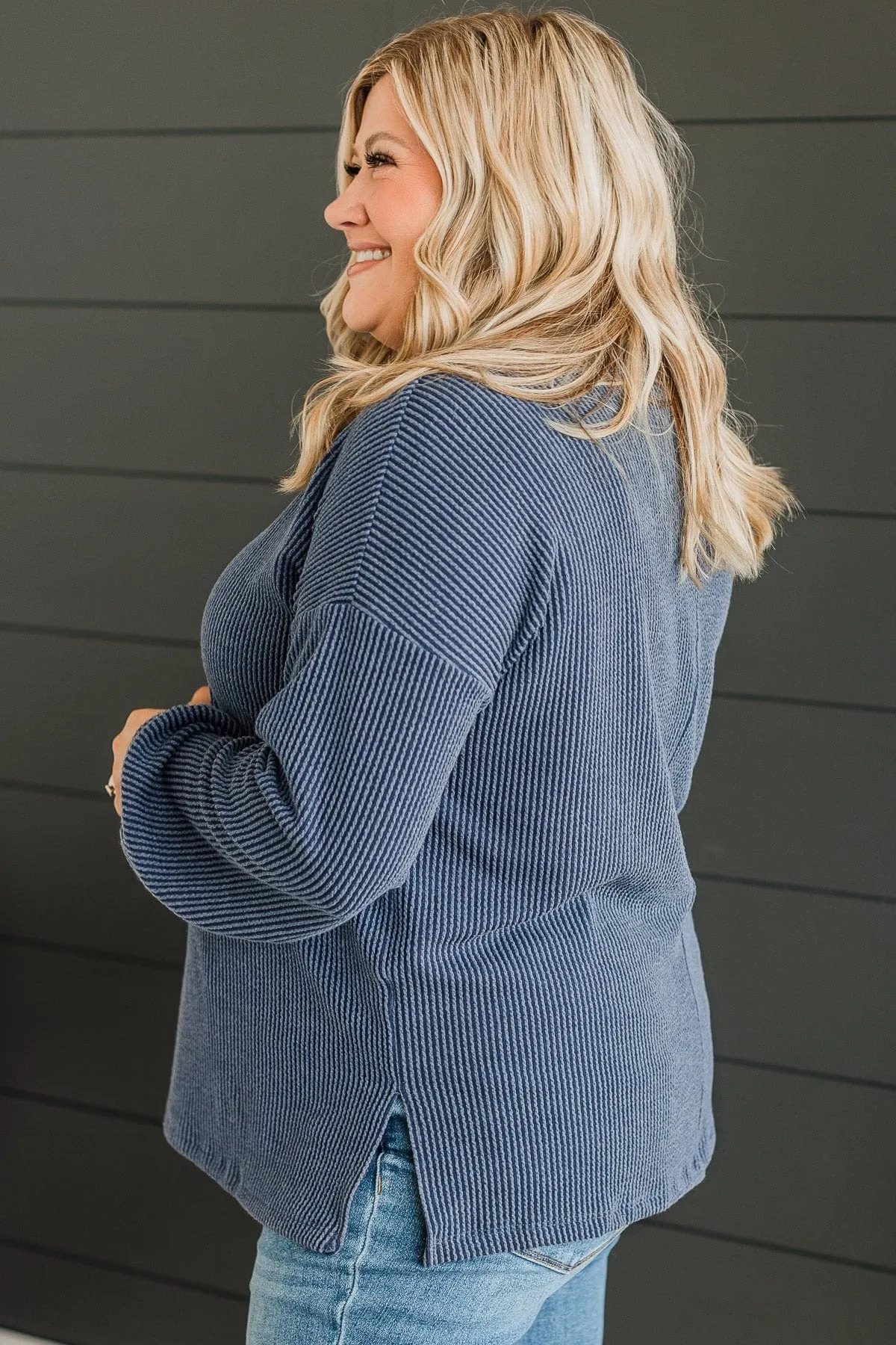 Pleased To Meet You Knit Top- Navy