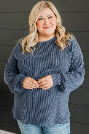 Pleased To Meet You Knit Top- Navy