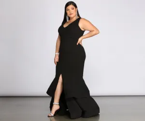Plus Sandra Stylish Glitter Ruffle Dress