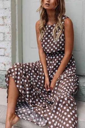 Polka Dot Round Neck Dress (5 colors)