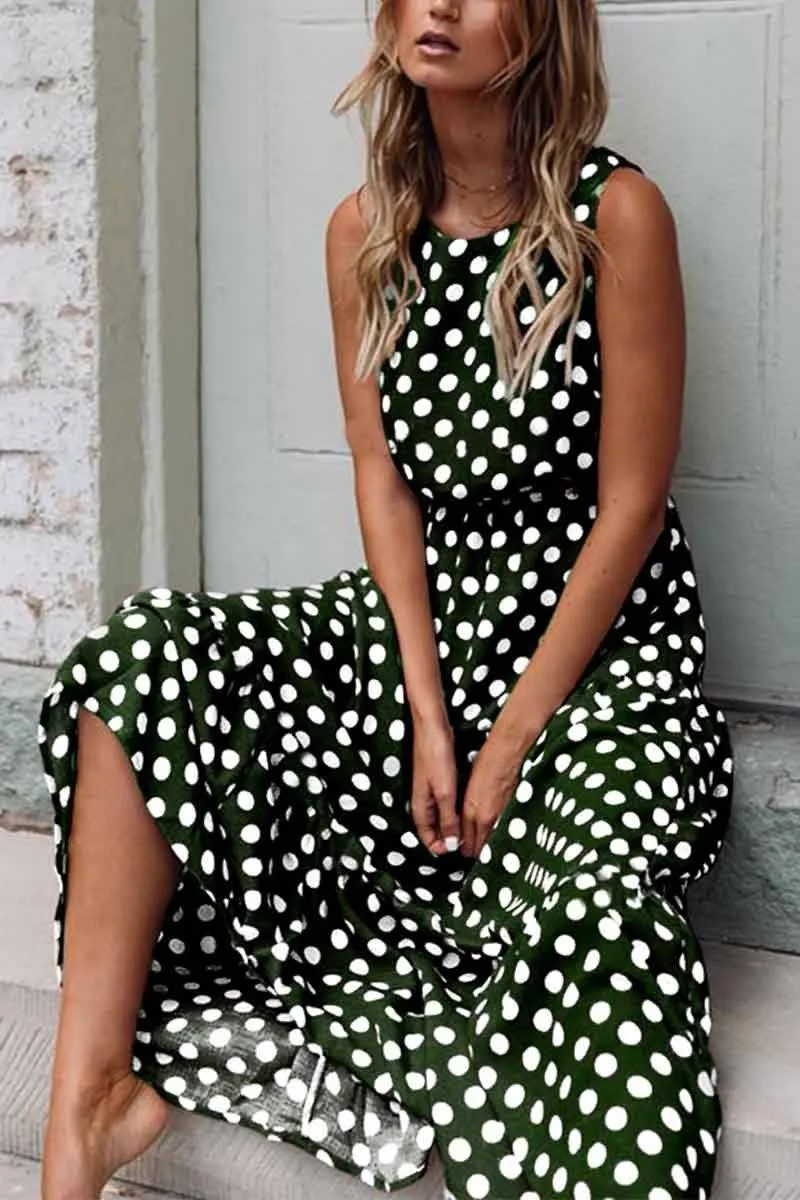 Polka Dot Round Neck Dress (5 colors)