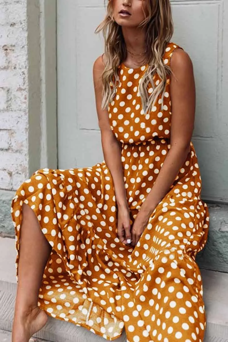 Polka Dot Round Neck Dress (5 colors)